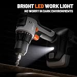 Litheli Perceuse Visseuse Sans Fil 20V, Perceuse Électrique avec 2 Réglages de Vitesse Variables, Mandrin Sans Clé 1/2 Pouce, 21+1 Réglages d'Embrayage avec Couple Maximum de 443 in-lbs