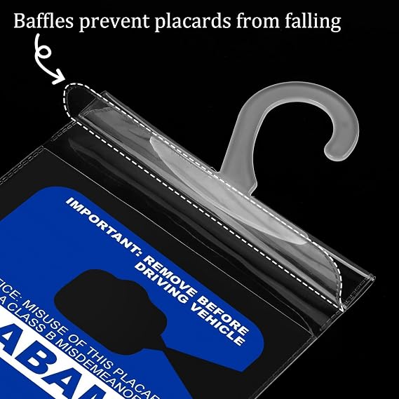 REGUICORP Handicap Placard Holder 4P, Ultra Transparent Handicap Placard Holder for Auto, Handicapped Placard Holder with Large Hanger for Disability Parking