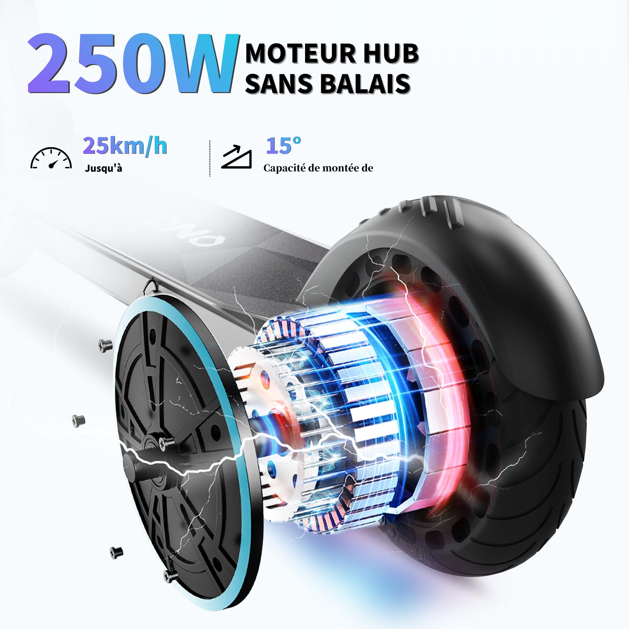 Trottinette Électrique pour Grandes Enfants & Adolescents | Moteur 250W | Vitesse Max 15.5 mph (25 km/h) | Frein à Pied Arrière | Pliable | Charge Max 220 lbs (100 kg)