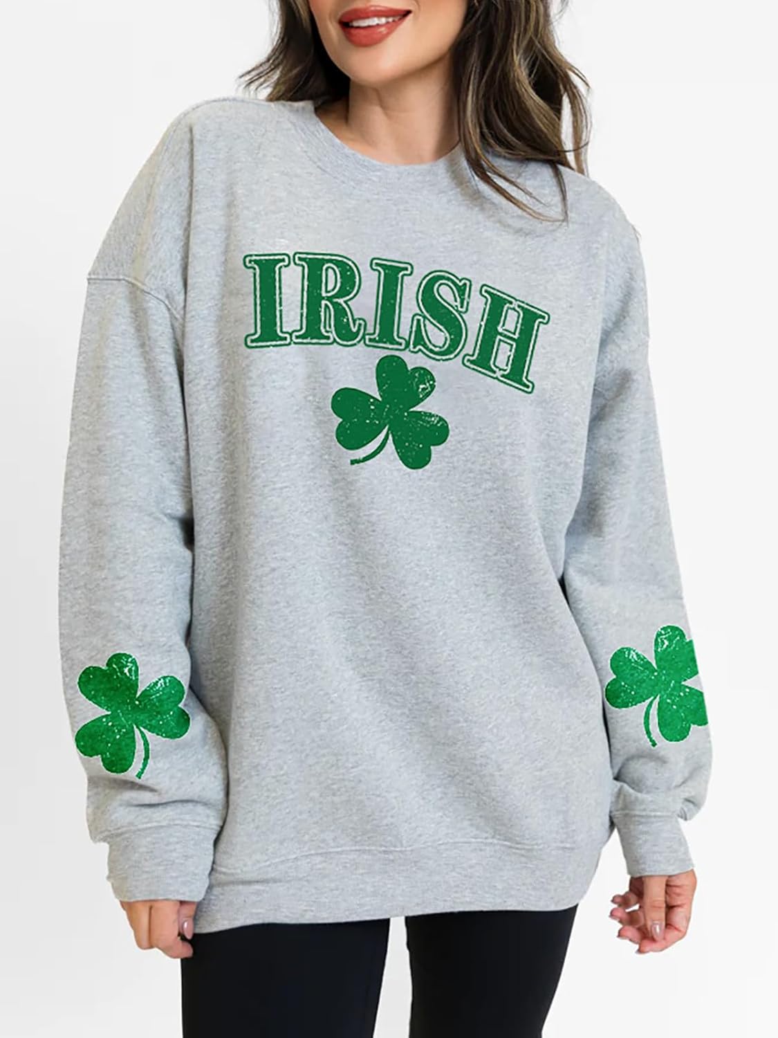 St Patricks Day Sweatshirt Women Long Sleeve St Pattys Shirt Funny Irish Shamrock Graphic Pullover Top - Image 5