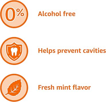 Amazon Basics Anticavity Fluoride Rinse, Alcohol-Free, Fresh Mint Flavor, Breath Freshener, Sugar-Free, 18 Fluid Ounces, 1-Pack (Previously Solimo)