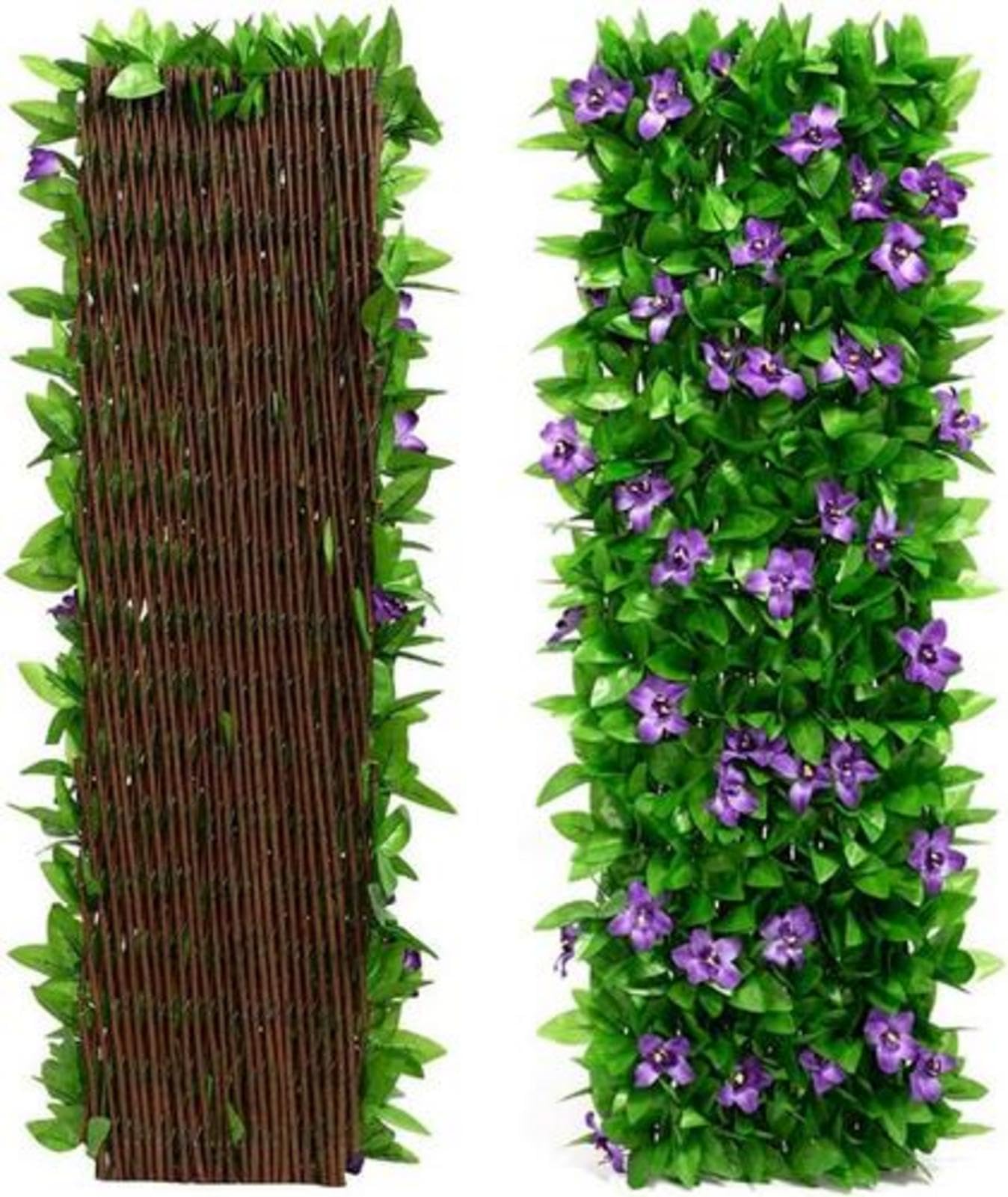 Huyeruie Purple Garden Fence Screening - Artificial Ivy Fence With Flowers & Leaves - Privacy Screen Greenery Backdrop For Backyard, Balcony