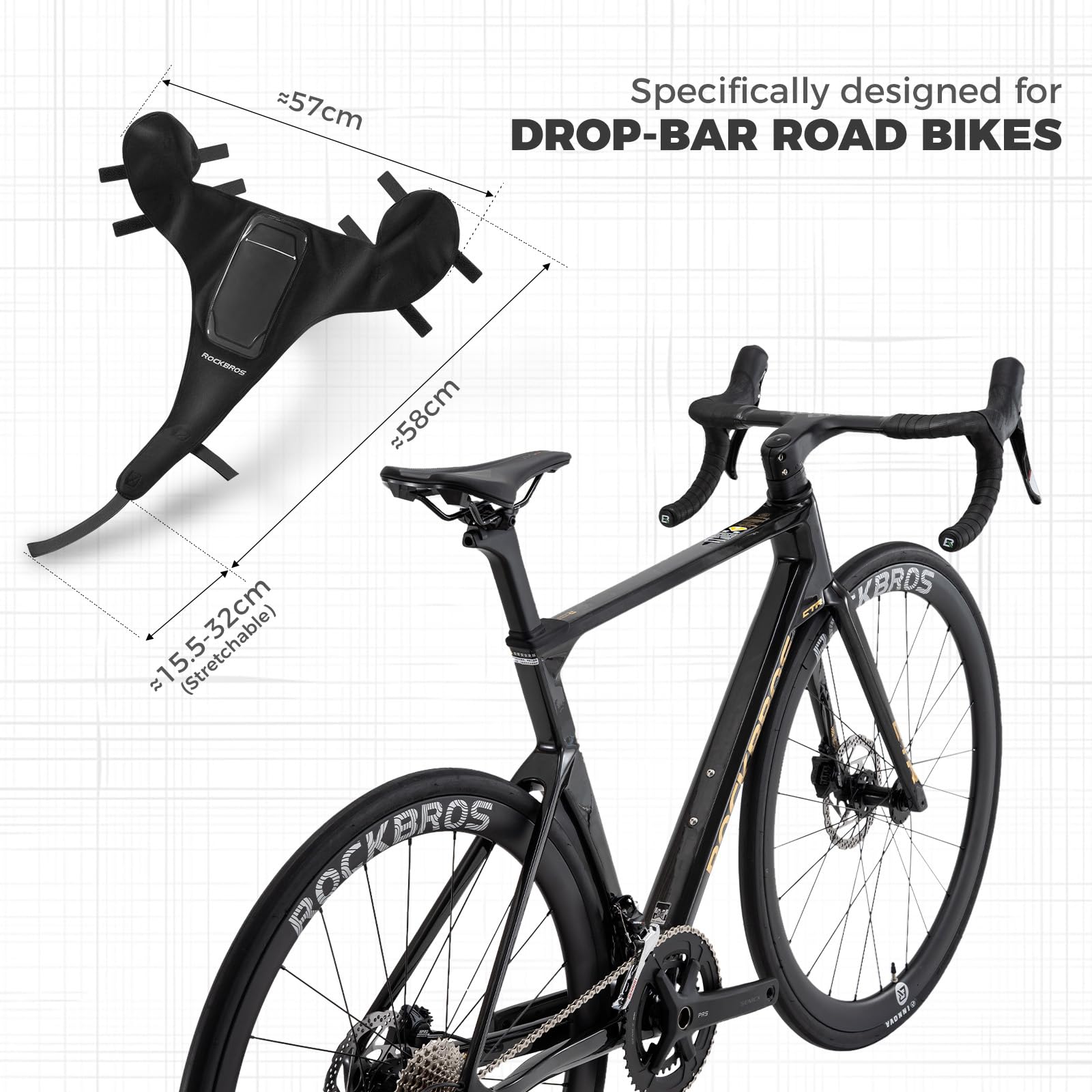 ROCKBROS Protezione Anti-Sudore per Telaio Bici, Fascia Sudore per Bicicletta MTB, con Custodia Porta Cellulare, para Sudore per Rulli Bici da Corsa Allenamento, Accessori Bici