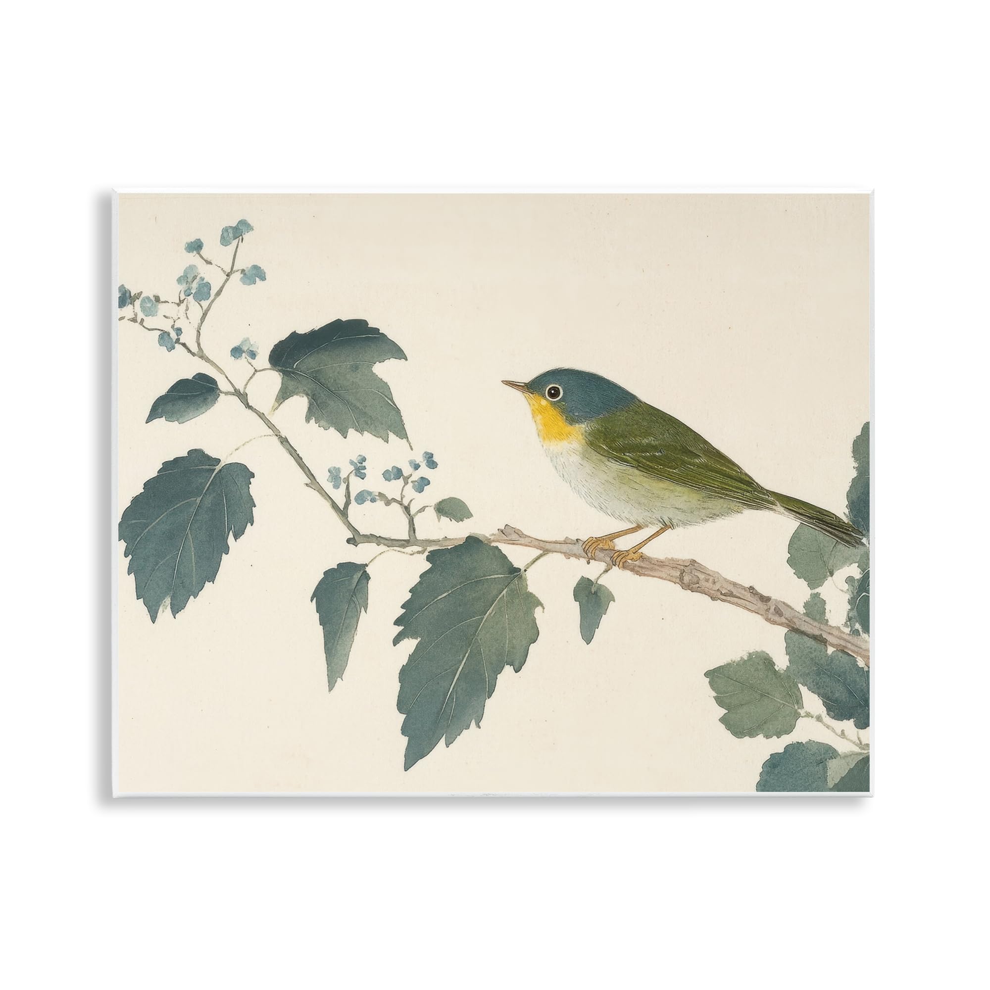 Stupell Industries Blue Bird and Leaves Wall Plaque Art, design by Petal Prints Design, 11 x 14