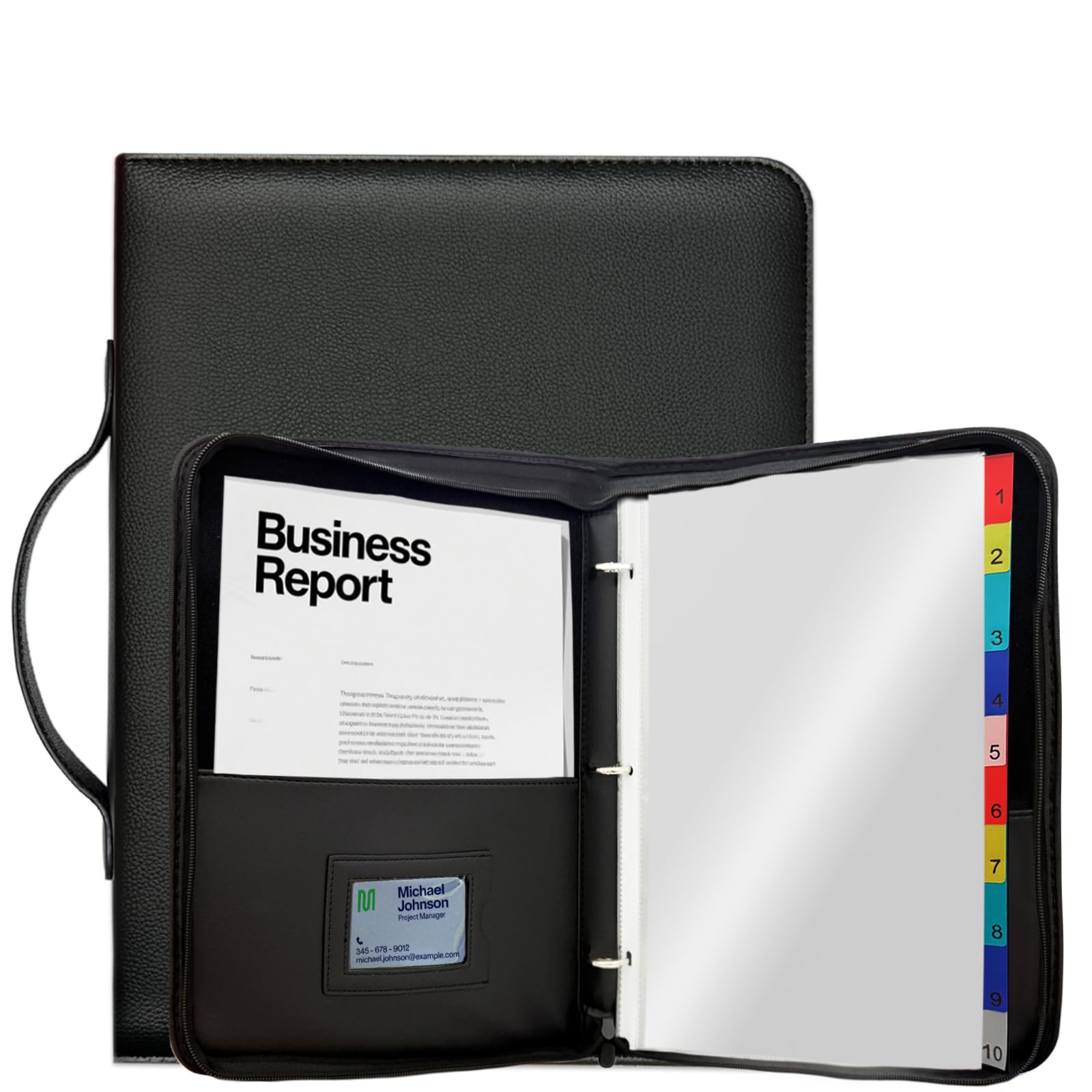 Carpeta con fundas de plástico, 40 bolsillos para carta/A4 (11 x 8.5 pulgadas), organizador de 3 anillos con asa, carpeta de arte resistente con páginas divisoras de polipropileno para obras de arte