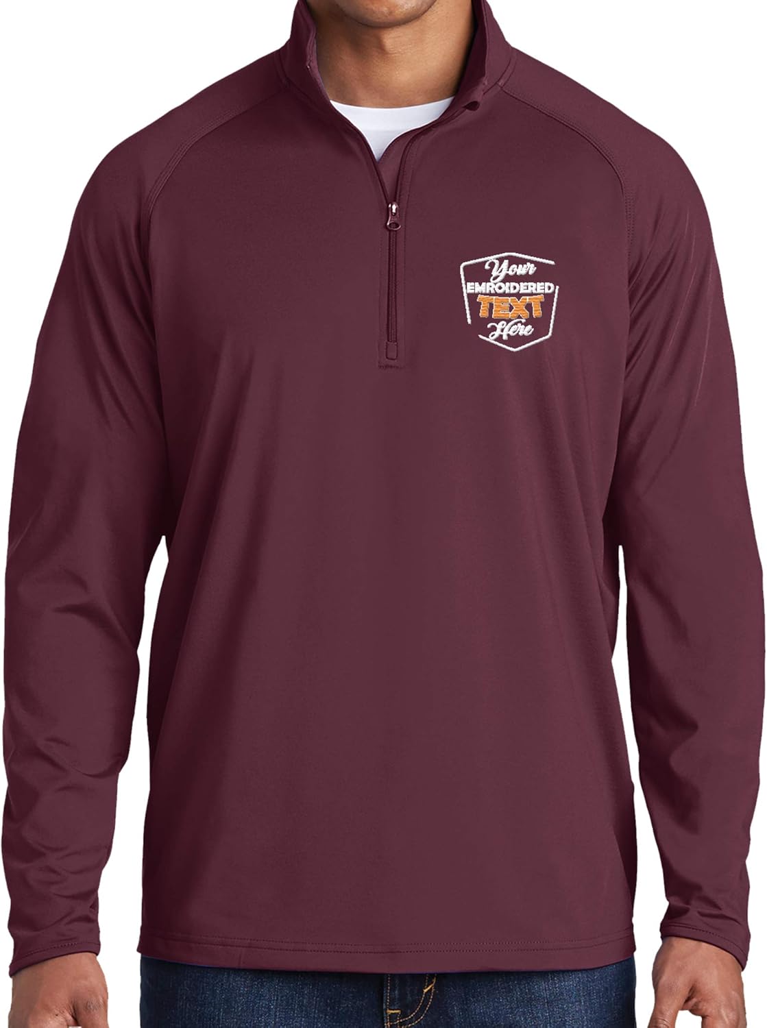 NACRE APPAREL Personalized Embroidered Zip Pullover Custom Add Your Text Half Zip Sport Sweatshirt for Men