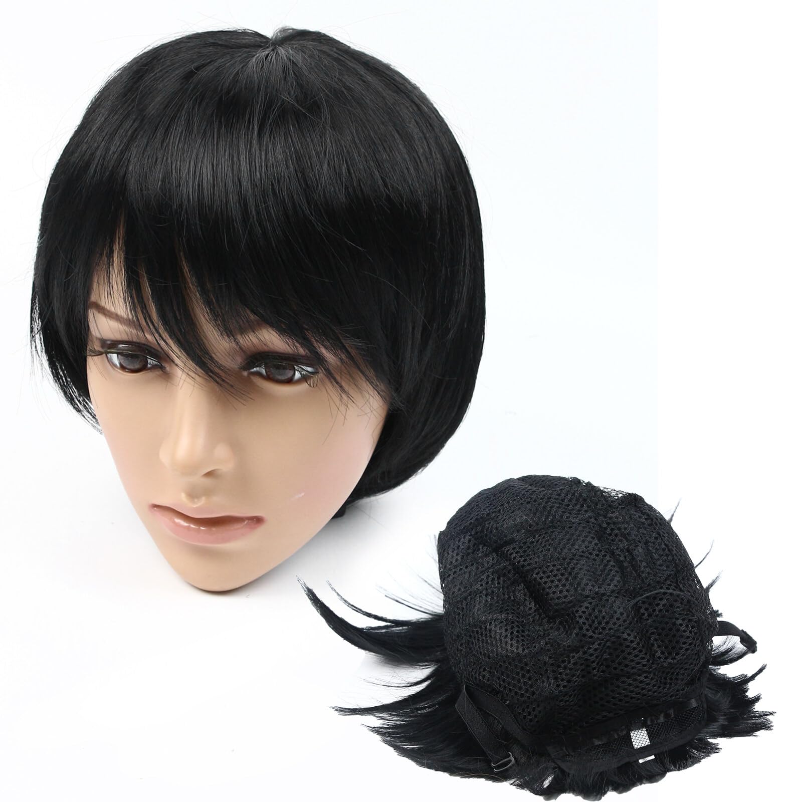 Human Hair Wig, 25cm Short Hair Wigs for Women Natural Black Pixie Cut Wig Human Hair High Temperature Wire Glueless Wig Human Hair for Men Women Daily Use Party Cosplay Other Festivals