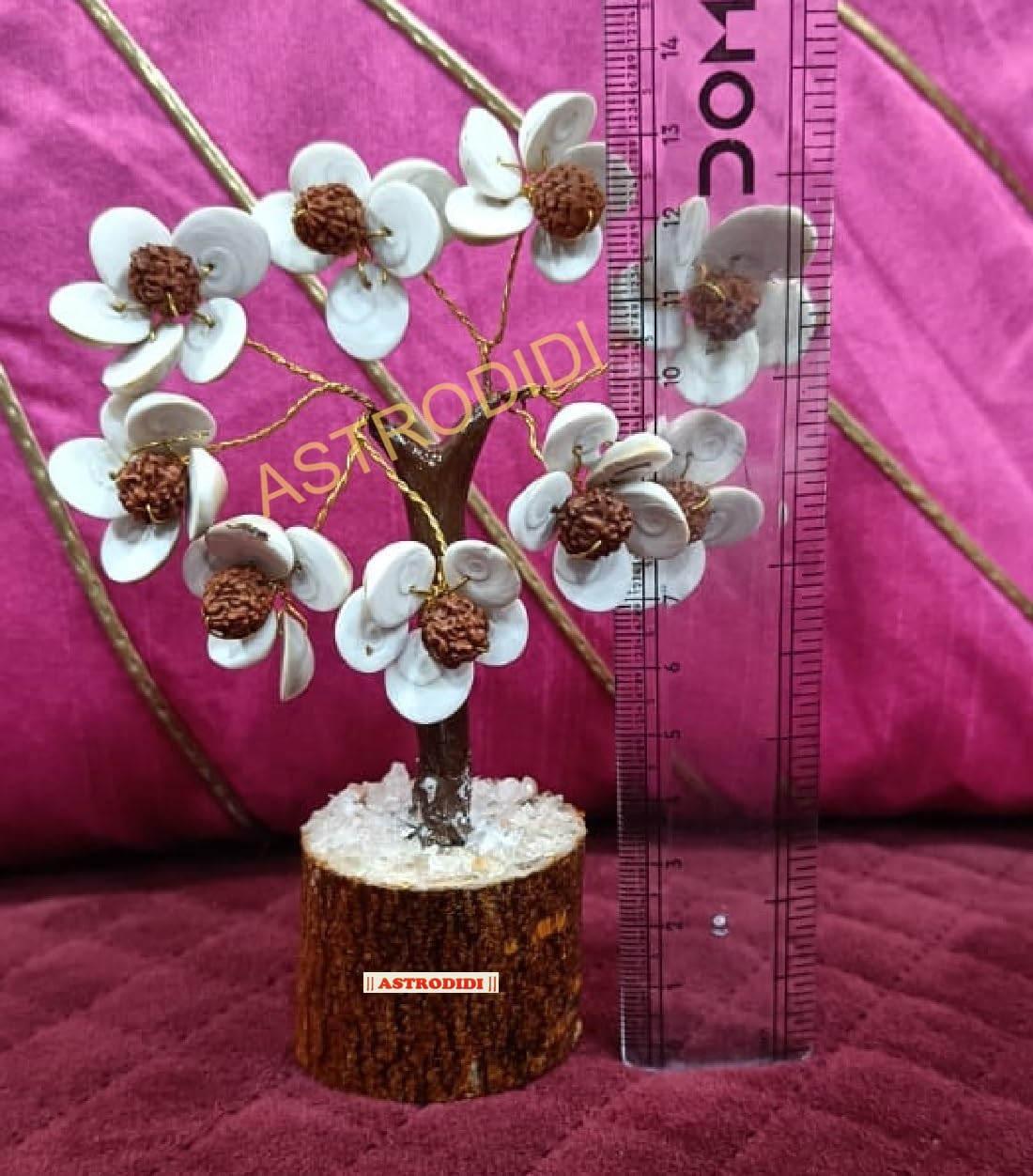Astrodidi Gomti Chakra Stone & Rudraksha Beads Tree | Multicolour Spiritual Home Decor Gomati Stones Showpiece | Traditionally Associated with Prosperity and Good Fortune | Decorative Gift Item 3
