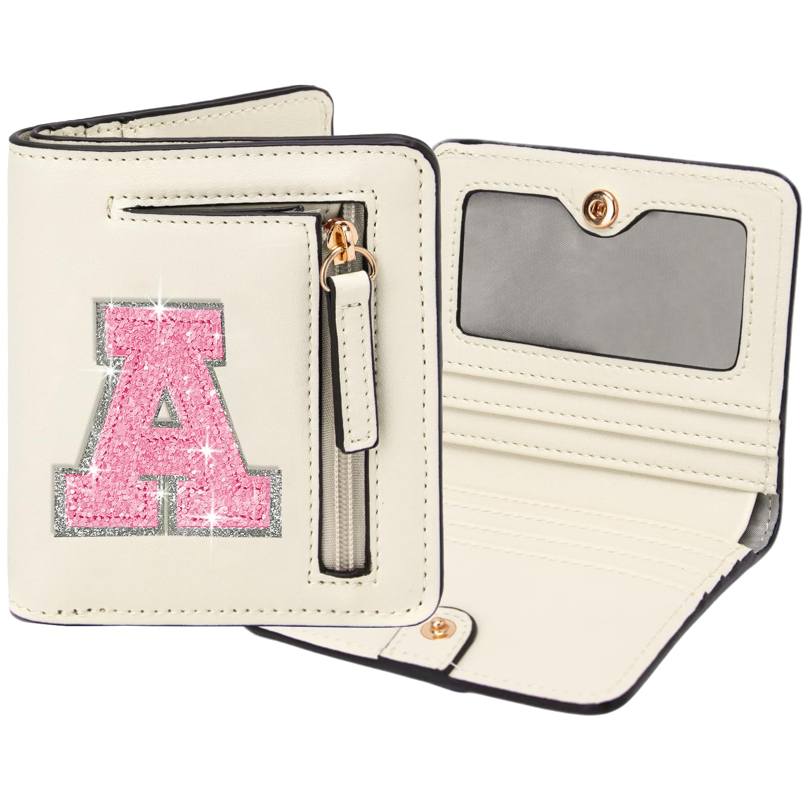 OYLOLA Birthday Gifts for Teen Girl Kids Wallet Girl Wallets Small Initial Rfid Wallet Teen Girls Gift Preppy Stuff for Girls Beige A