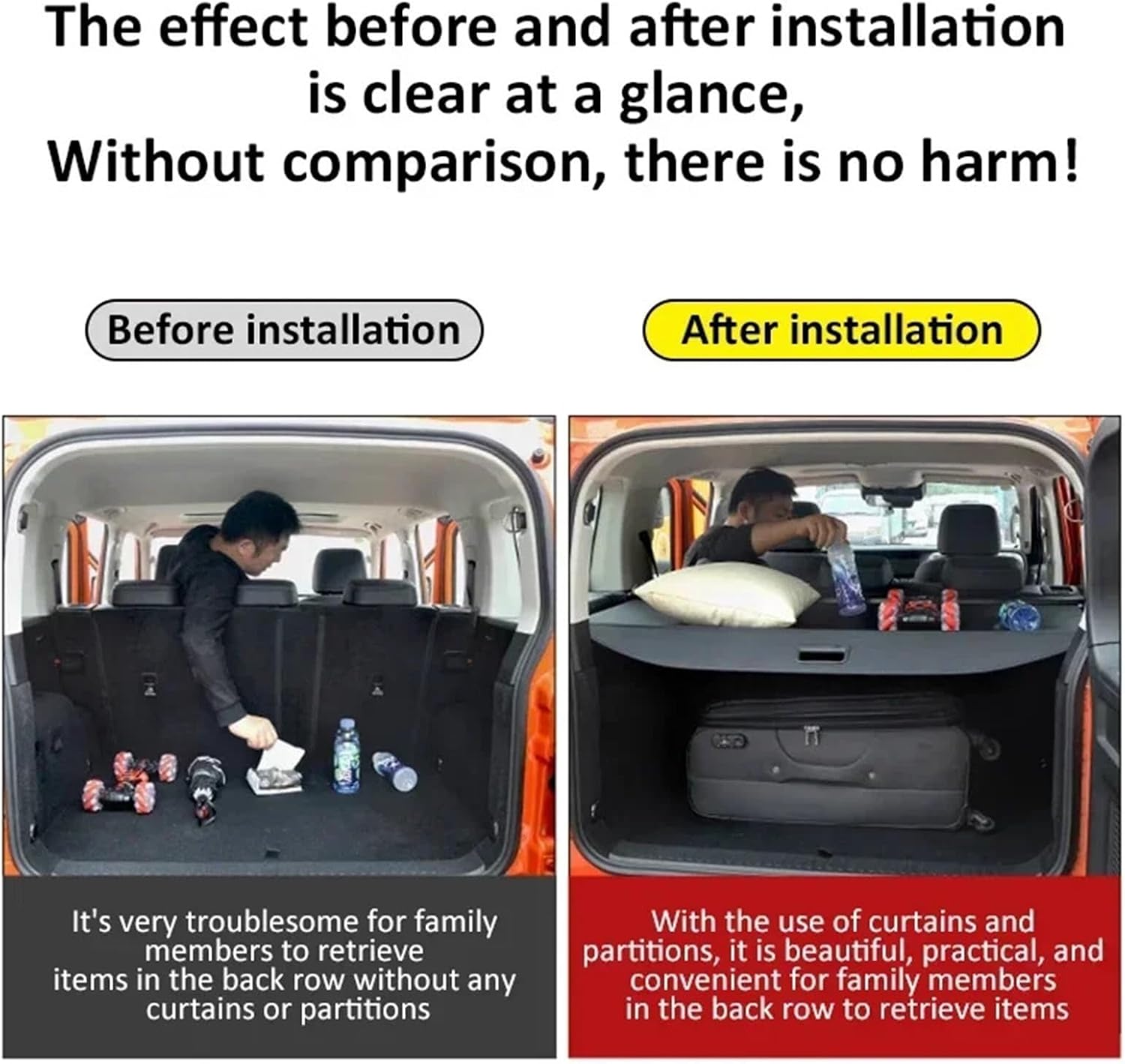 Car Trunk Cargo Cover for Volkswagen Teramont X Atlas 2019-2023 Security Shield Rear Rack Curtain Partition Privacy Accessories(Canvas)