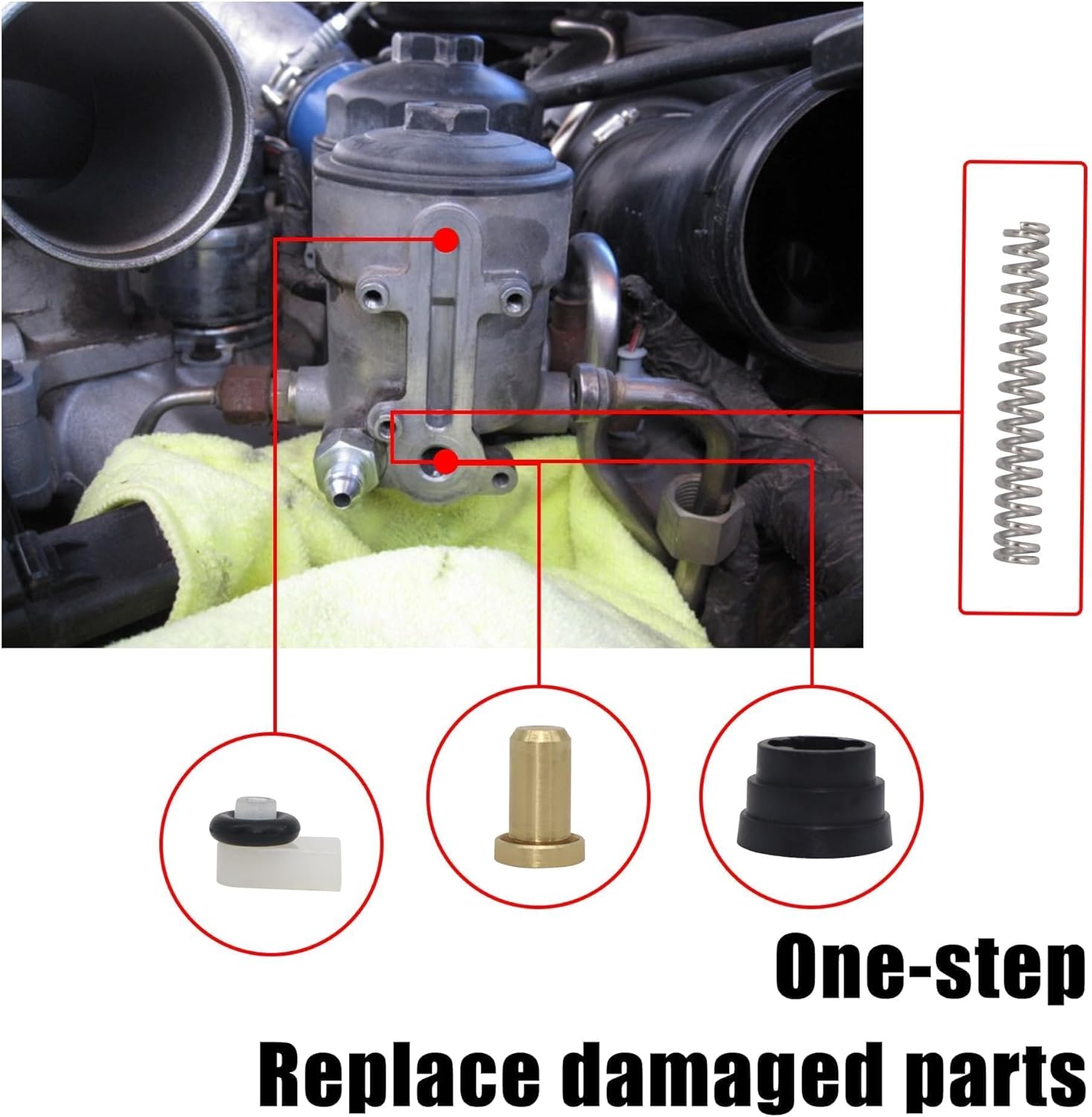 Fast Install Fuel Regulator Kit Compatible with Ford 2003-2007 Excursion F250 F350 F450 F550 Spring Kit 6.0 Powerstroke Replace # 3C3Z-9T517-AG