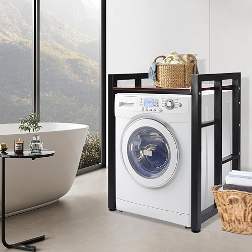 Miniatura 4 de Soporte apilable para lavadora y secadora, estantes resistentes para lavadora y secadora con estante ajustable, estante de almacenamiento apilable