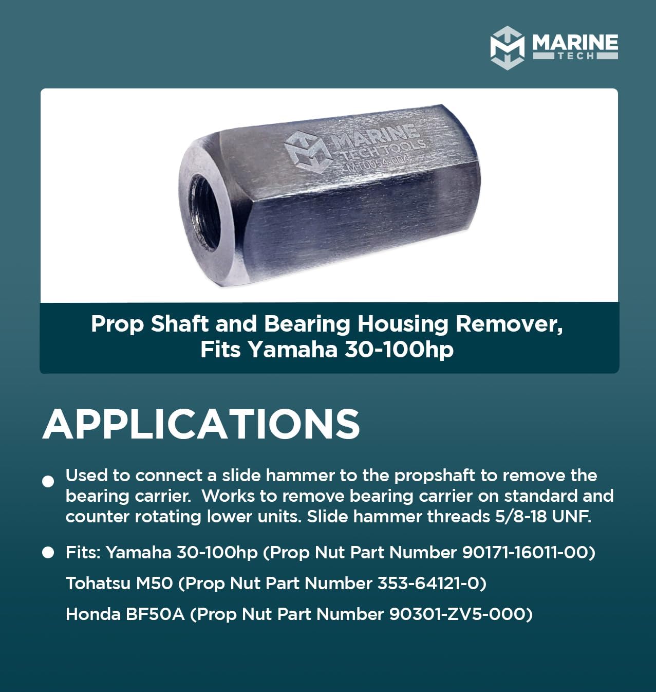 Marine Tech Tools Prop Shaft and Bearing Housing Remover, Fits Yamaha 30-100hp, Yamaha Bearing Carrier Removal Tool, Removes Bearing Carriers Fast and Easy