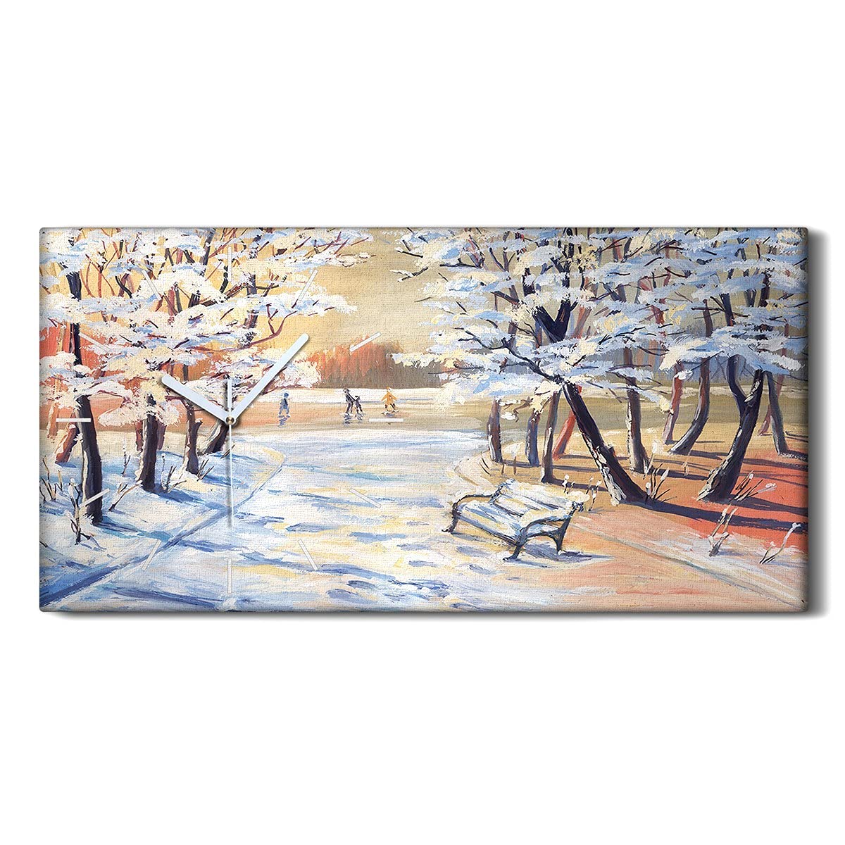 Horloge sur toile mains blanches tableau moderne 60x30 cm