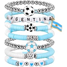 Soccer Bracelet For Women, Game Day Mom Accessories &amp; Outfits Sports Jewelry Fans Gifts, Charm Beaded Stretch Bracelets Essentials Team Gear