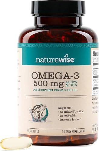 Miniatura 14 de NatureWise Aceite de Pescado Omega 3 - 500 mg por cápsula - EPA y DHA - Apoyo inmunológico, salud cerebral y bienestar óptimo - Sin gluten y sin