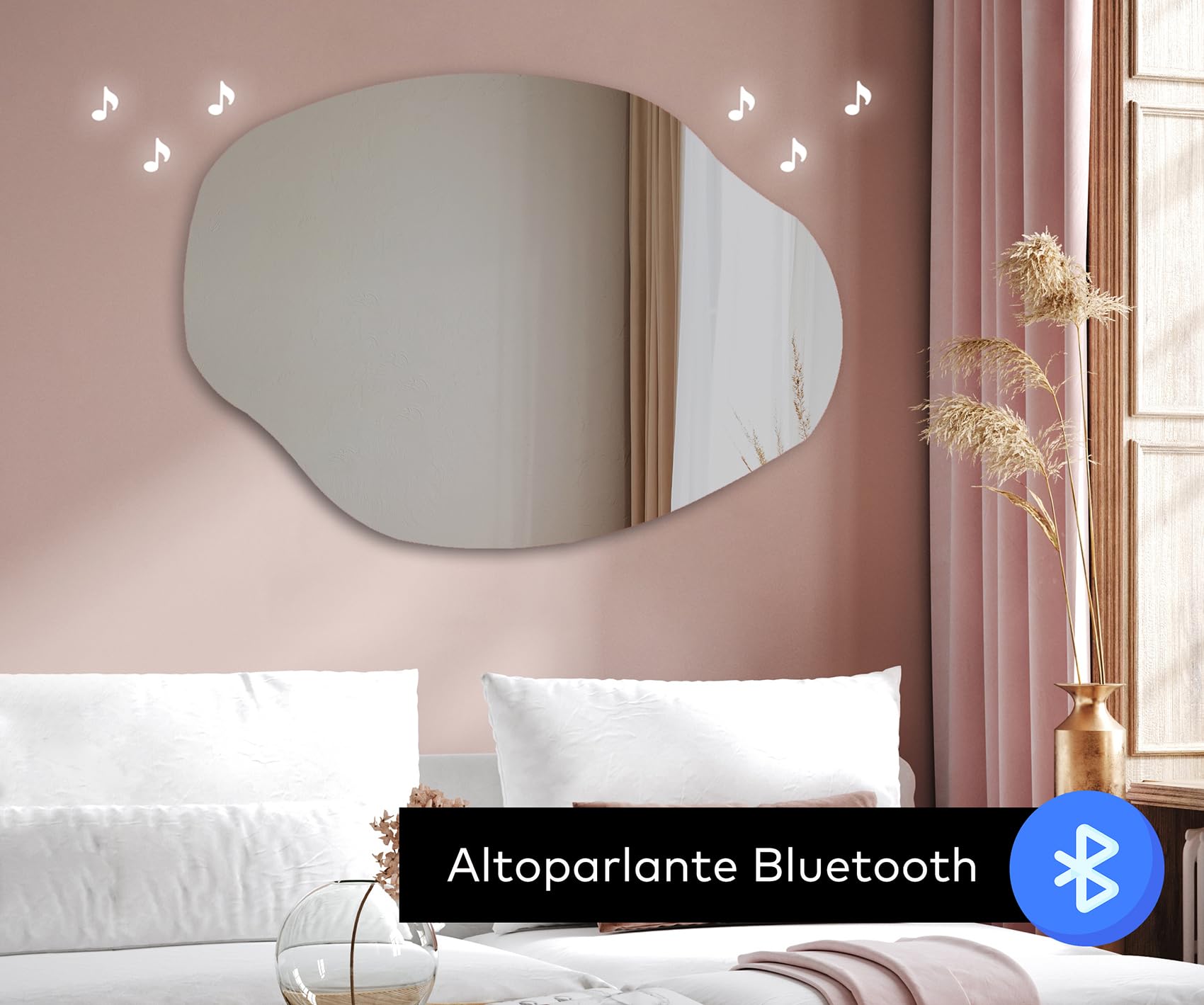 A ARTFORMA decorativi Specchio LED da parete forme particolari 114x74 cm | su Misura | moderno specchi con illuminazione, retroilluminato | OBK221