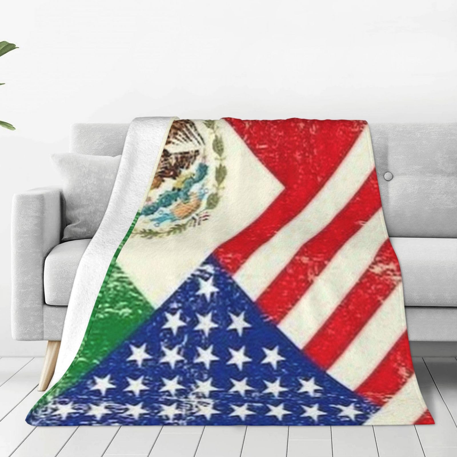 Couverture d'automne chaude plaid flanelle douce drapeau mexicain américain 203x152