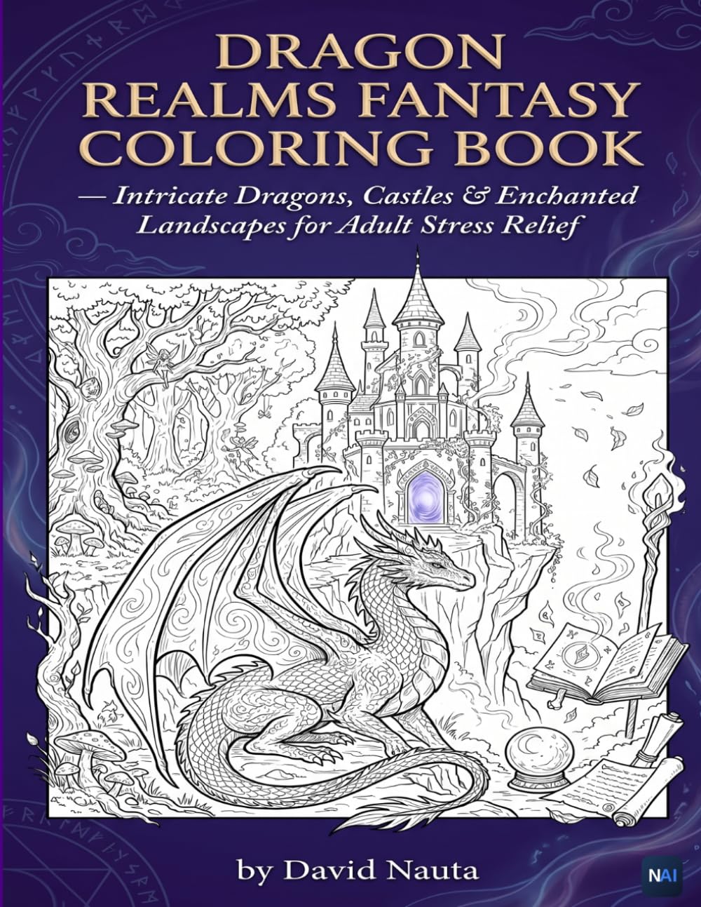 Dragon Realms Fantasy Coloring Book: Intricate Dragons, Castles & Enchanted Landscapes for Adult Stress Relief