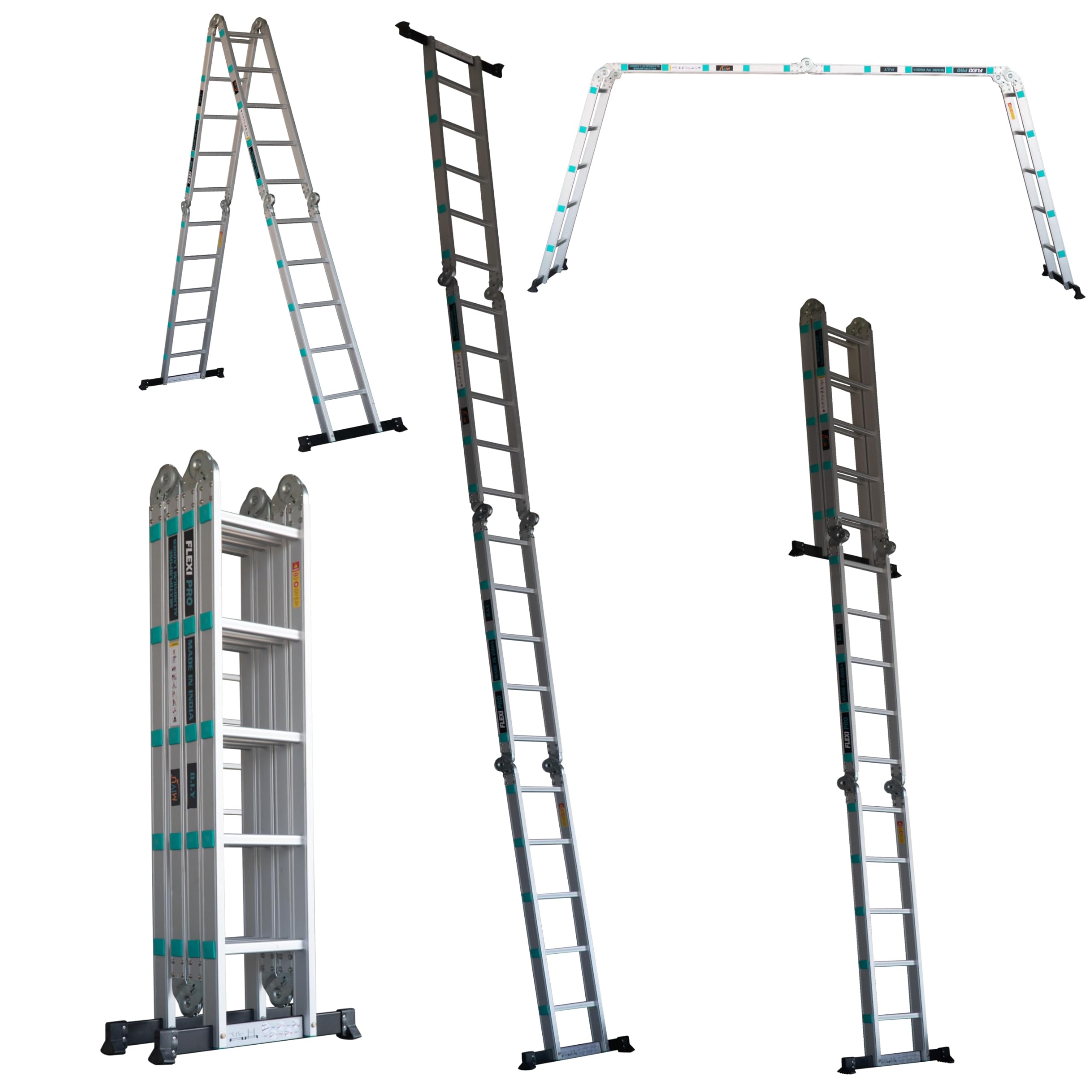 Mivu Flexi Pro 20 feet (20 Steps) 8-in-1 Multipurpose Foldable Aluminium Ladder | Made in India | Heavy Duty Portable Step Ladder for Home & Outdoor use (Without Scaffolding Plates)-image-32