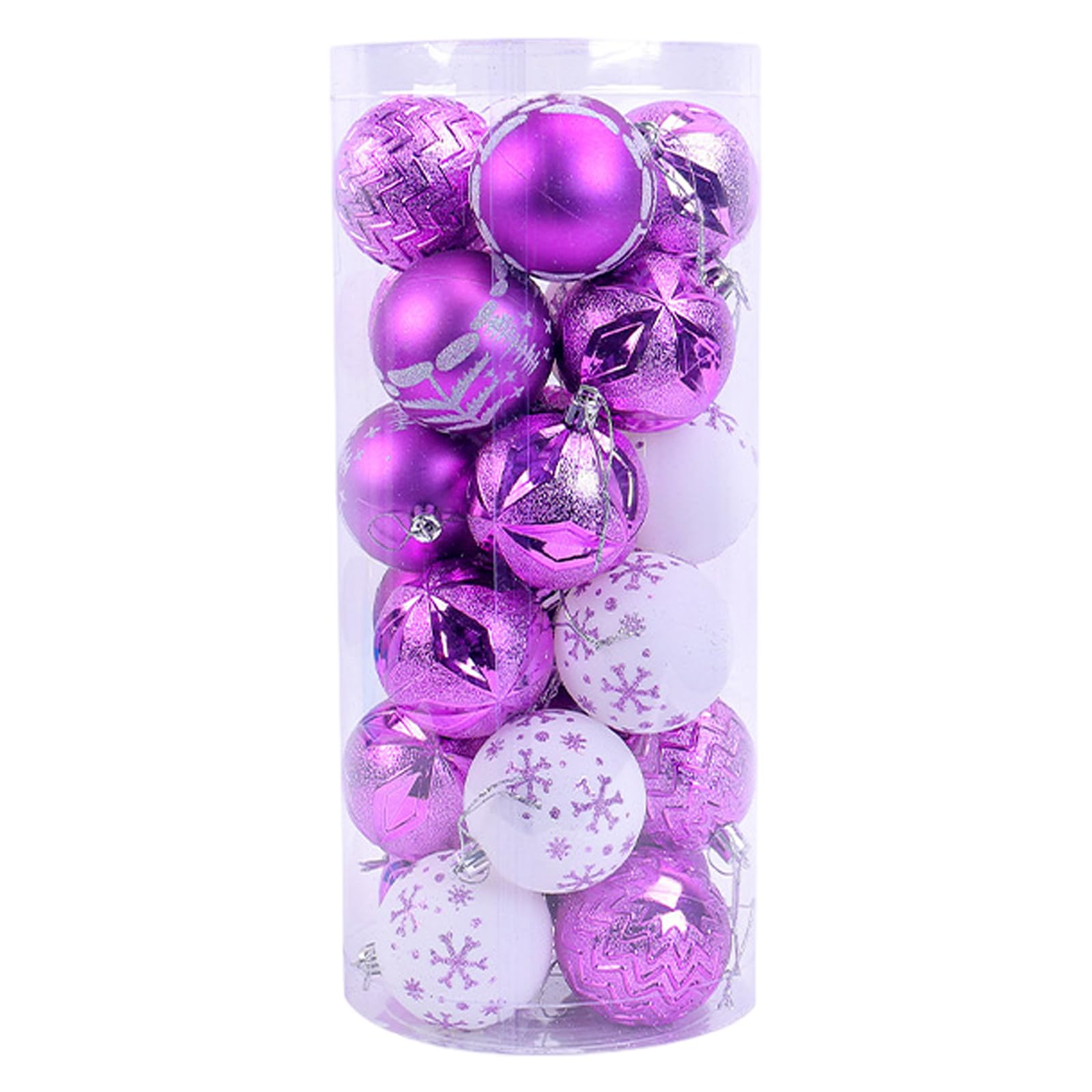 Tsophreniq 24Pcs Glittering Shatterproof Sphere Ornament Christmas Celebration Hanging Sphere Unbreakable Tree Hanging Decoration Hand Painted