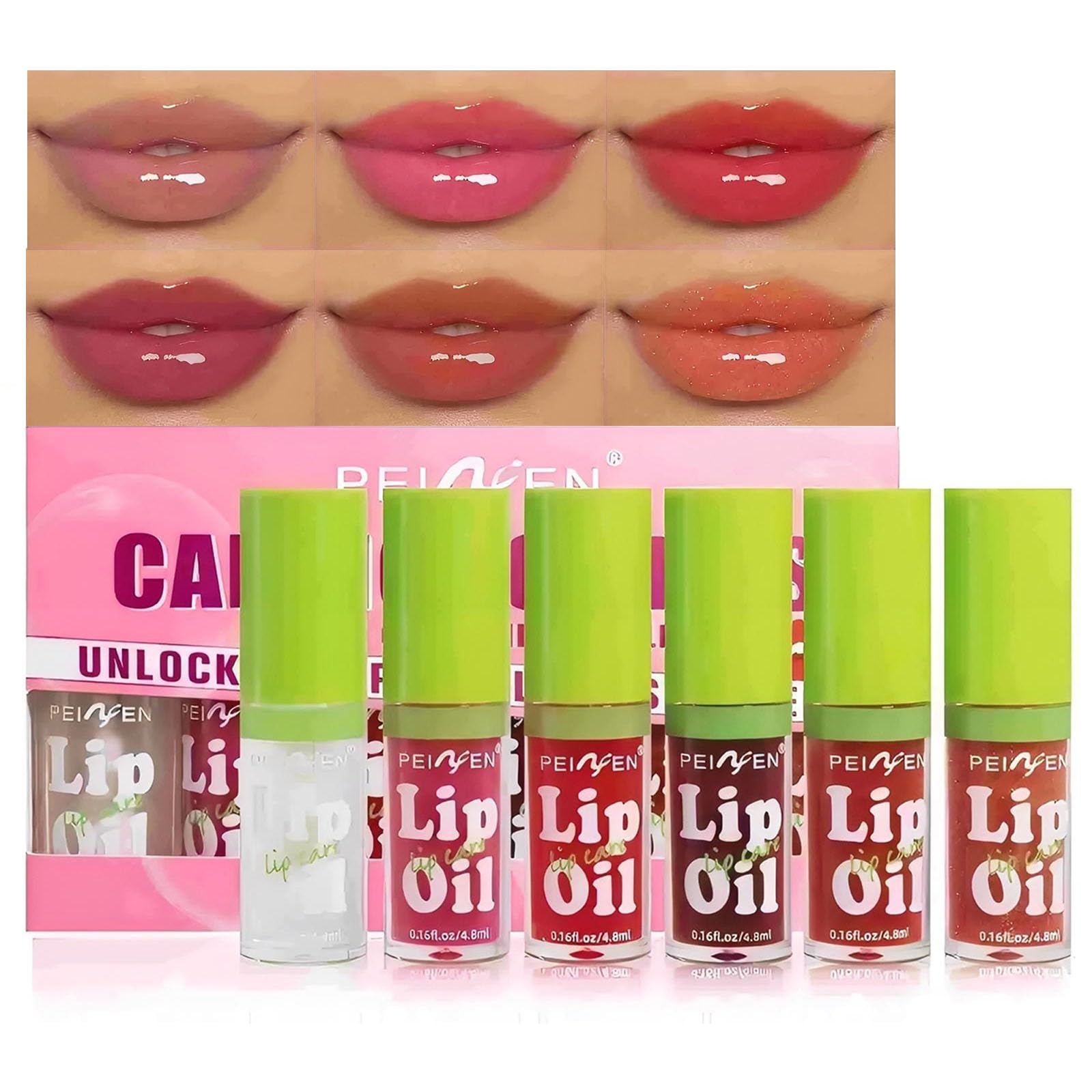 6 Pcs Colorful Lip Oil Lipgloss Set for Lip Care and Makeup