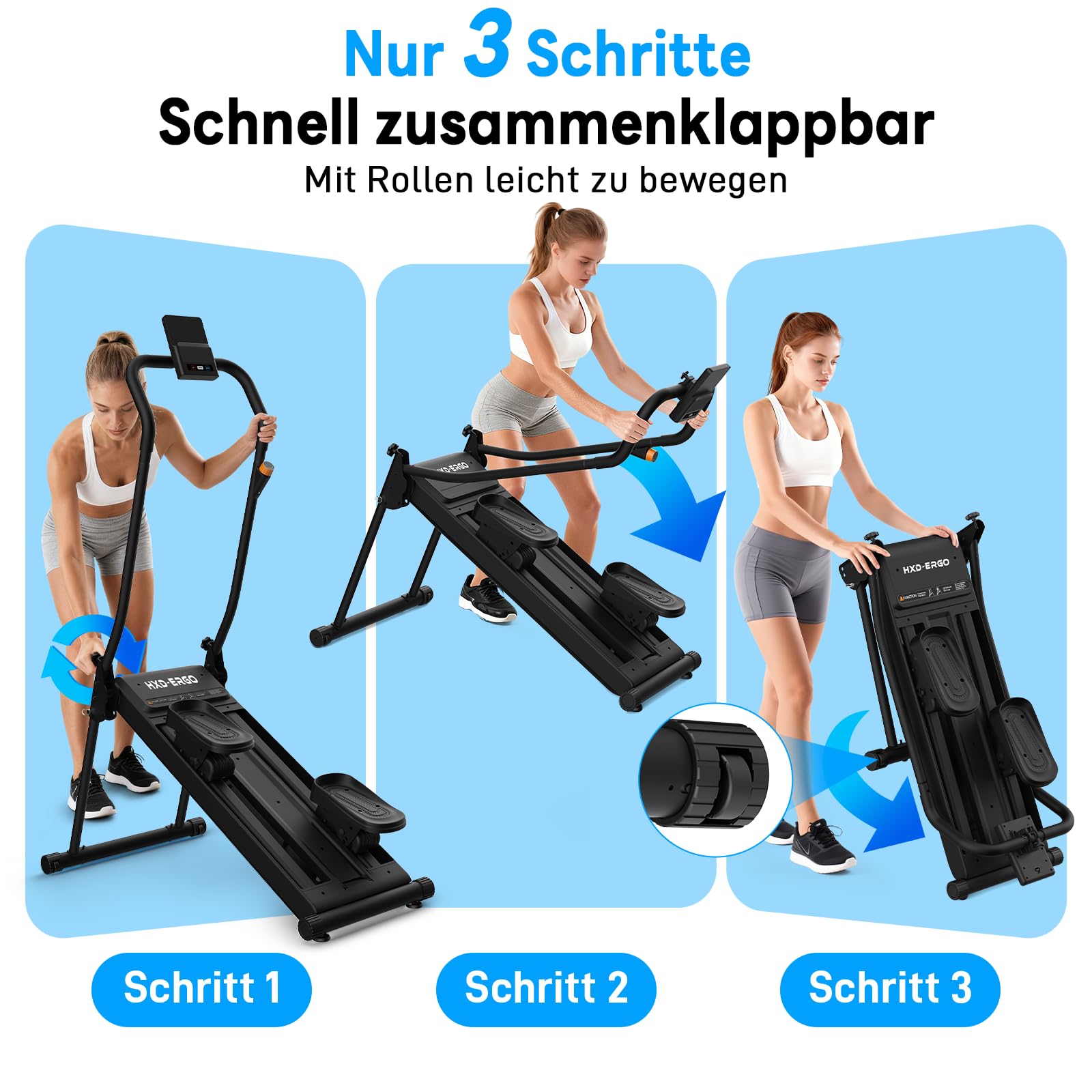 HXD-ERGO 2025 Magnetischer Stepper für Zuhause, Leiser Faltbarer Treppensteiger mit Einstellbarem Rahmen & Pedalwinkel, Ganzkörpertraining Heimtrainer(Dunkelgrau)