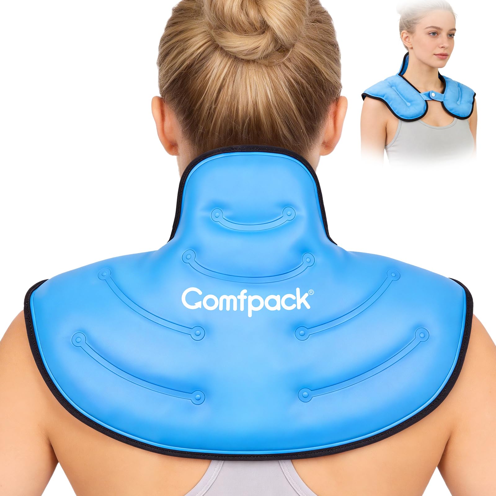 Comfpack Bolsa de hielo para alivio del dolor de cuello y hombros, bolsa de hielo de gel reutilizable para terapia de compresión fría y caliente, bolsa de hielo para lesiones, hinchazón, cirugía