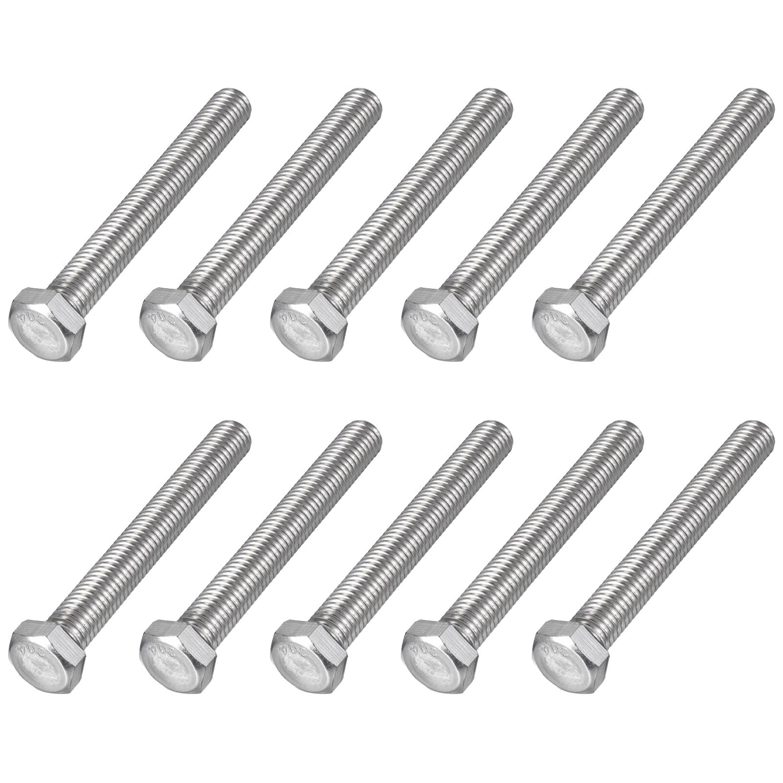 METALLIXITY Hex Head Bolts (1/2-13 x 4") 25Pcs, 304 Stainless Steel 18-8, Fully Threaded, External Hex Drive, Plain Finish