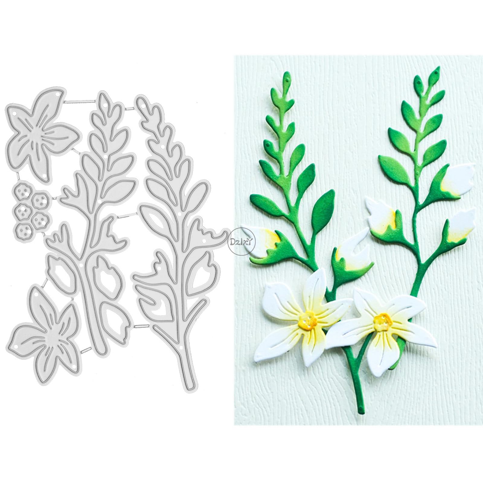 DzIxY Patchwork Five Petal Flower Buds Leaves Metal Cutting Dies for Card Making Kit Embossing Paper Die Cuts Set Scrapbook Stencils Supplies Machine Templates