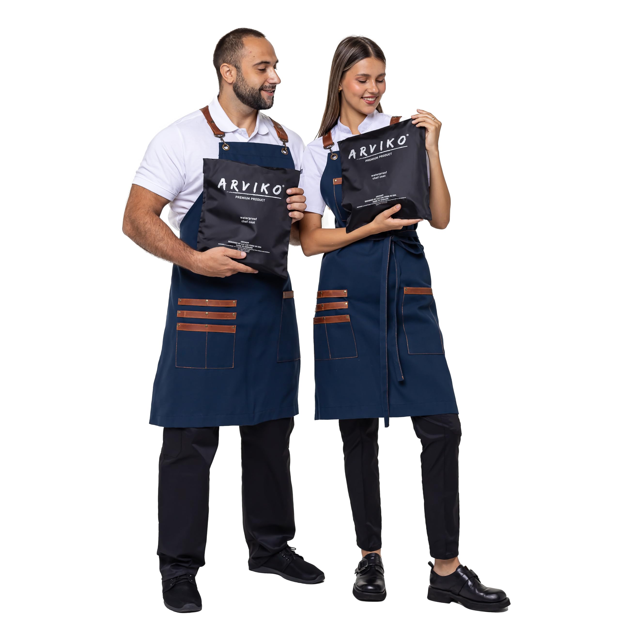 Delantal unisex con tirantes de piel, talla única