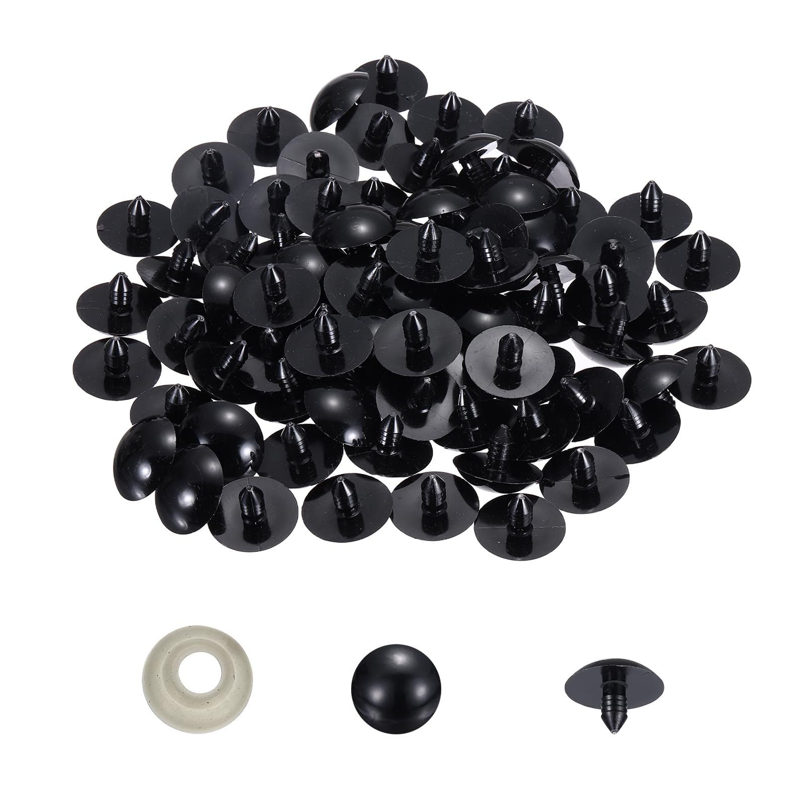 PATIKIL 30mm Safety Eyes, 100 Set Plastic Craft Eyes with Washers for Stuffed Animals Crochet Toys Dolls DIY Craft Making, Black