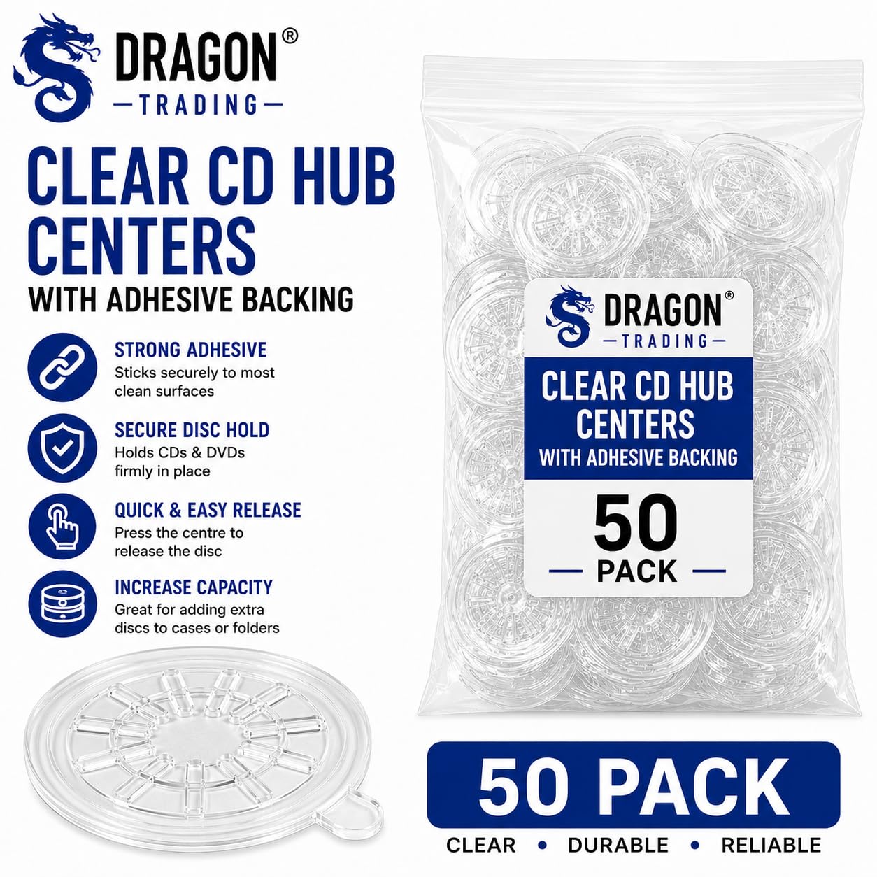 Hubs Centre de CD transparent avec dos adhésif Gadgets électroniques grand public portables (50 DANS UN PACK) DragonTrading®