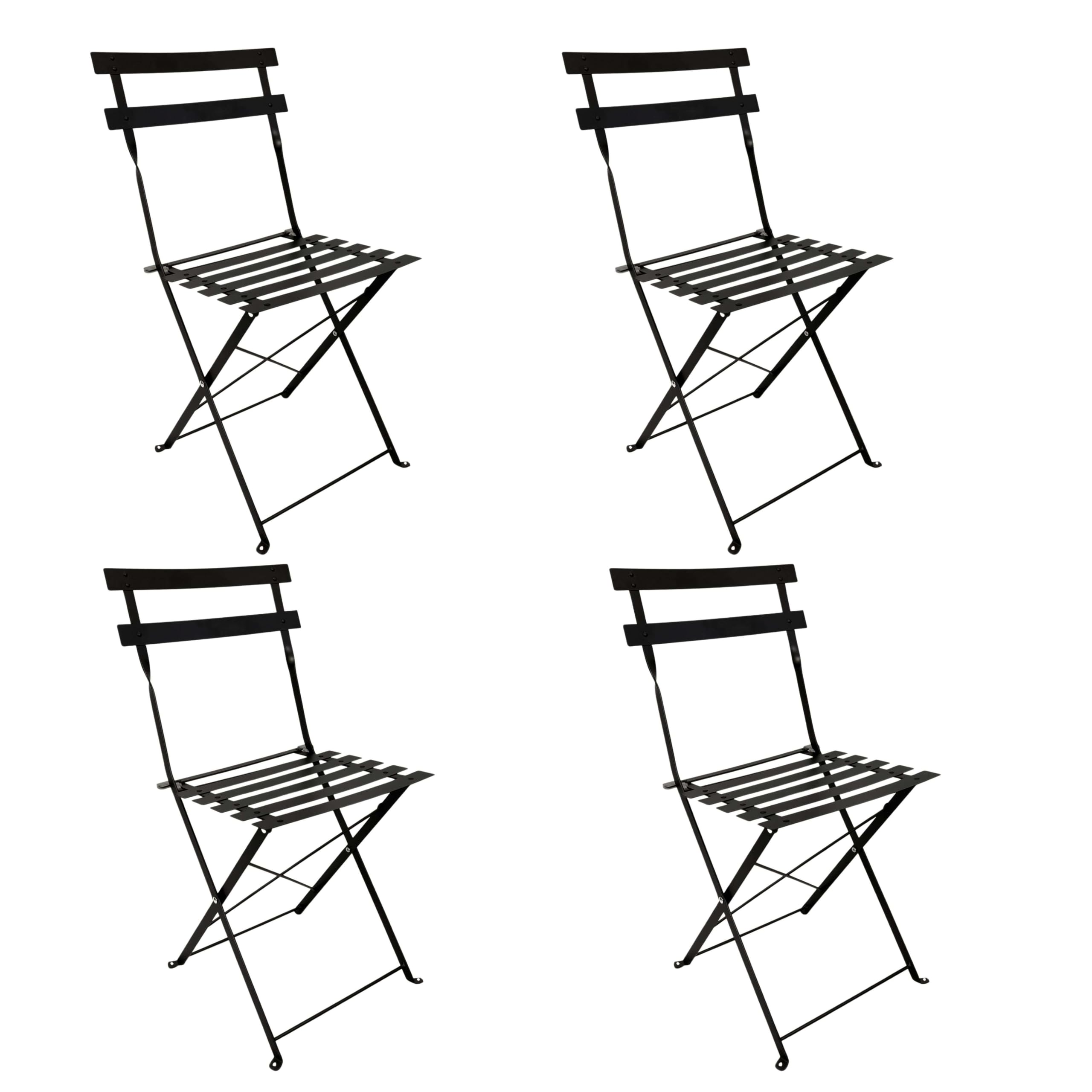 Miroytengo Pack 4 Sillas Exterior Plegable Greensboro Jardín Terraza Estilo Contemporáneo Color Negro