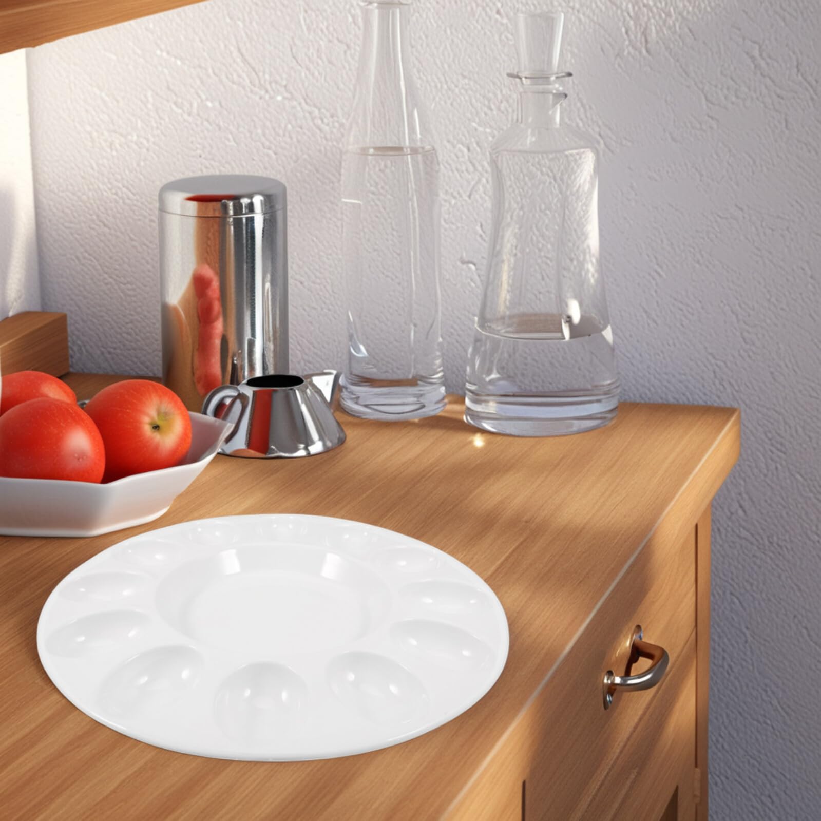 VANZACK Bandeja de Cerámica para Huevos de Pascua 10.5 Pulgadas Compartimentos para Servir Huevos Rellenos y Platos para Refrigerador en Cocina y Catering