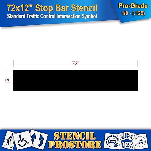 Miniatura 2 de Plantillas de pavimento - 72 pulgadas - Plantilla de barra de parada para intersecciones de carretera - 72 x 12 pulgadas x 18 pulgadas (128 mil) -
