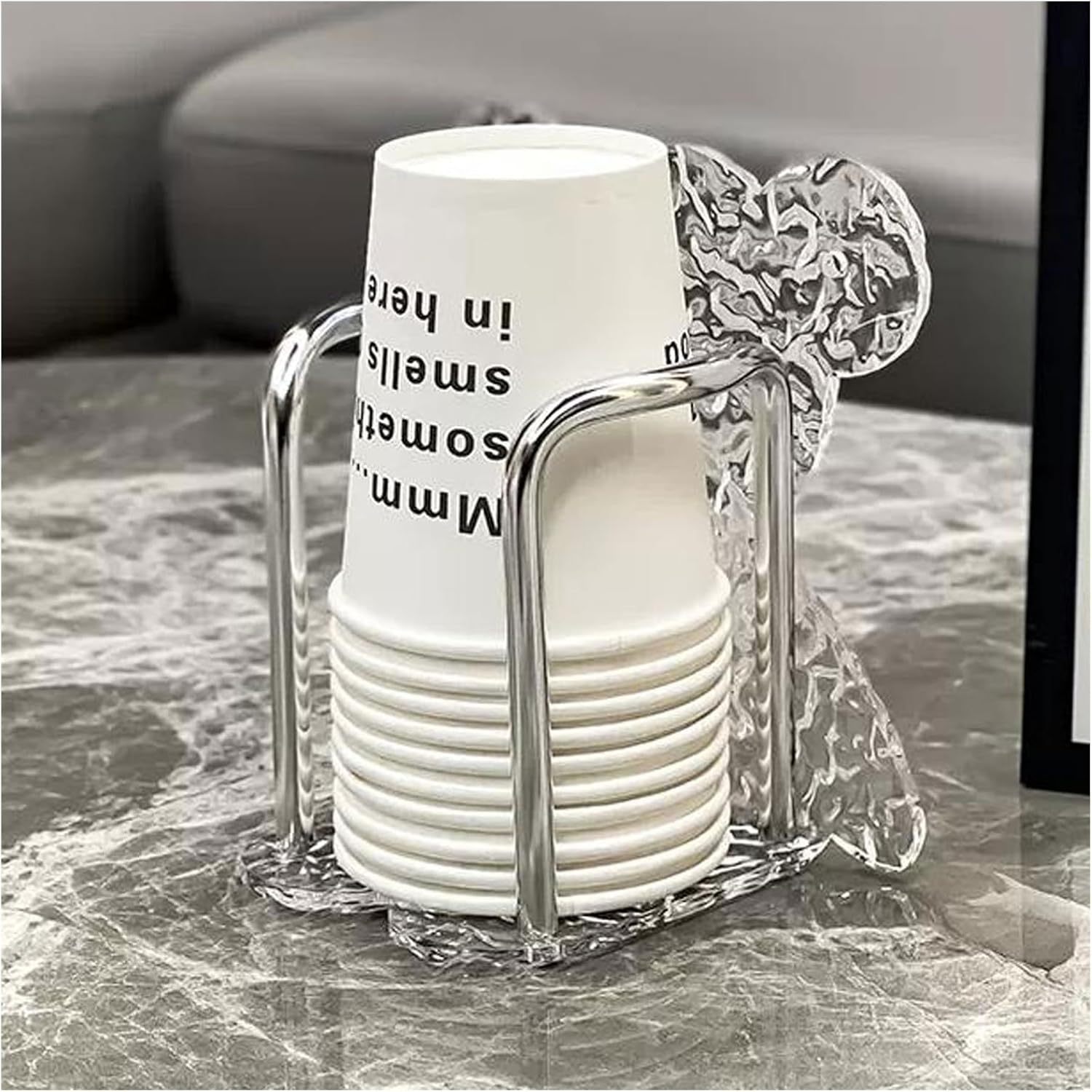 Coffee Cup Dispenser For Counter Paper & Plastic Disposable Cup Dispenser, Acrylic Water Cup Holder Coffee Cup Storage Rack ,for Bathroom Kitchen Countertops Home Bar Coffee Shop Snack Shop coffee cup