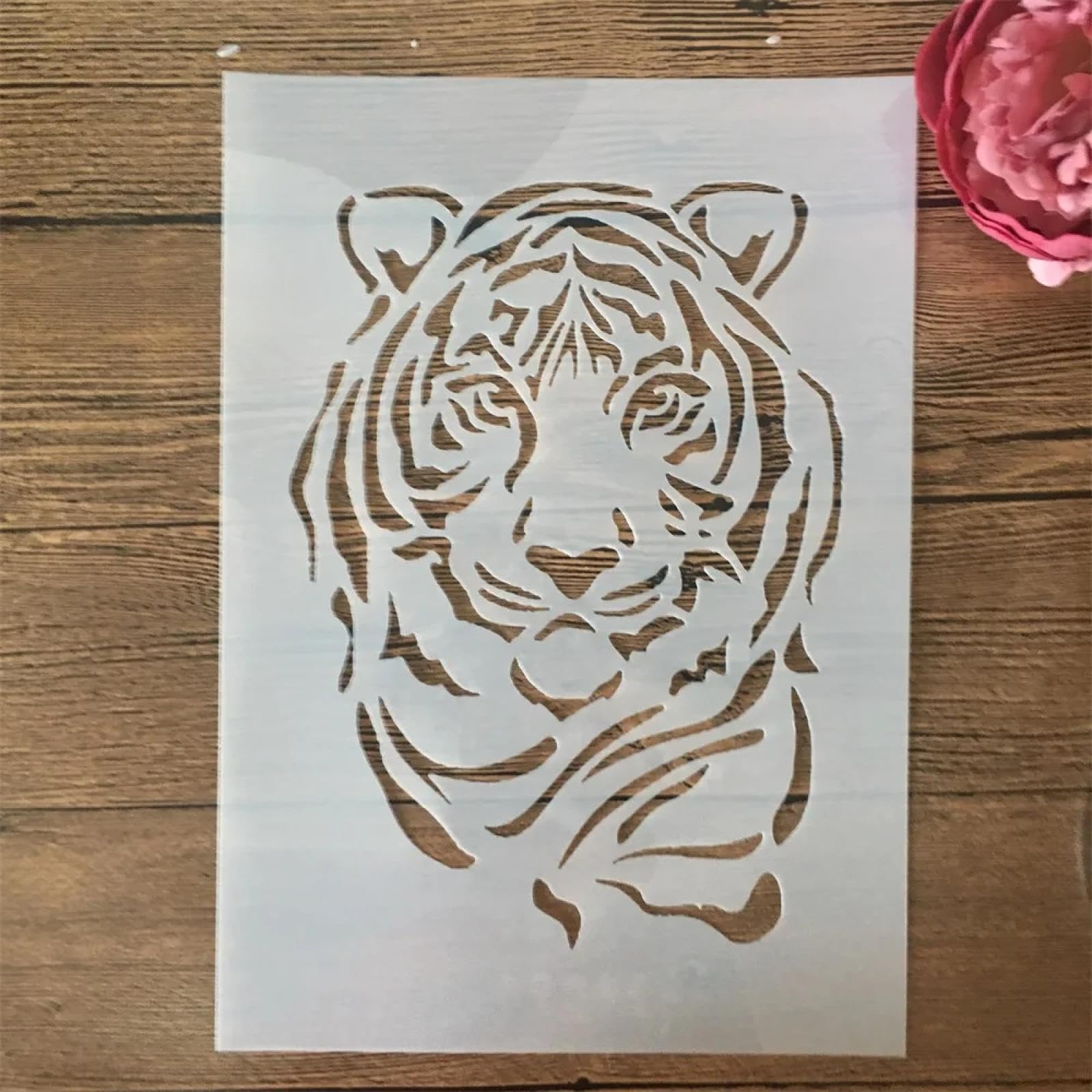 Pochoir tigre mignon A4 pour peinture sur bois et tissu