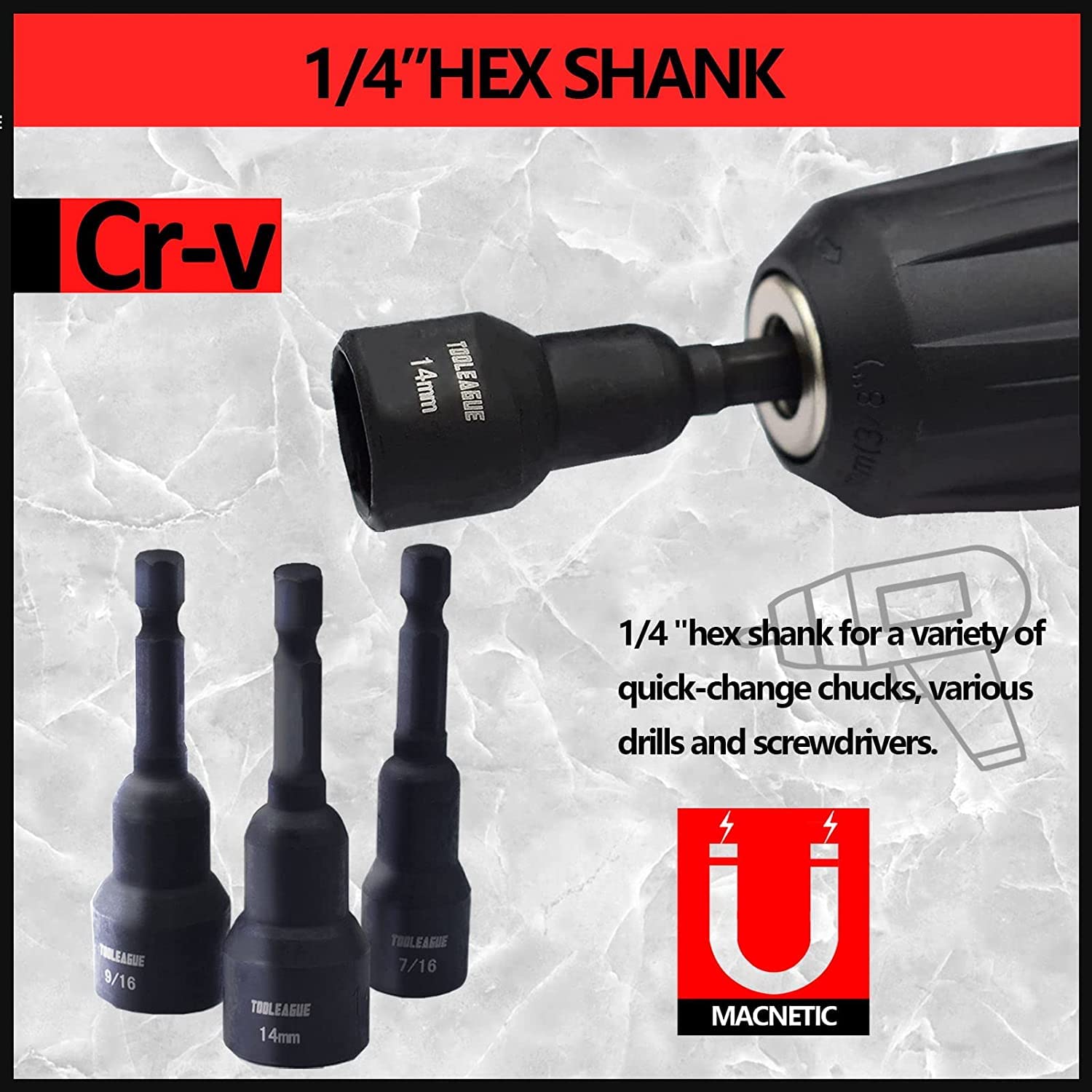 7-Piece 1/4 Inch Square Socket Adapter Bit Set - Hex To Square Impact Driver Adapters For DIY & Automotive