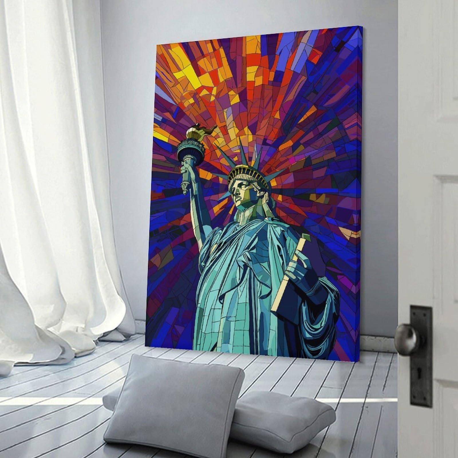 Junmoney Wall Art Print Liberty Picasso Style Art, 20x30inch(50x75cm), for Living Room, Lounge Or Sitting Room, Eye Catching Artwork for Blank Walls