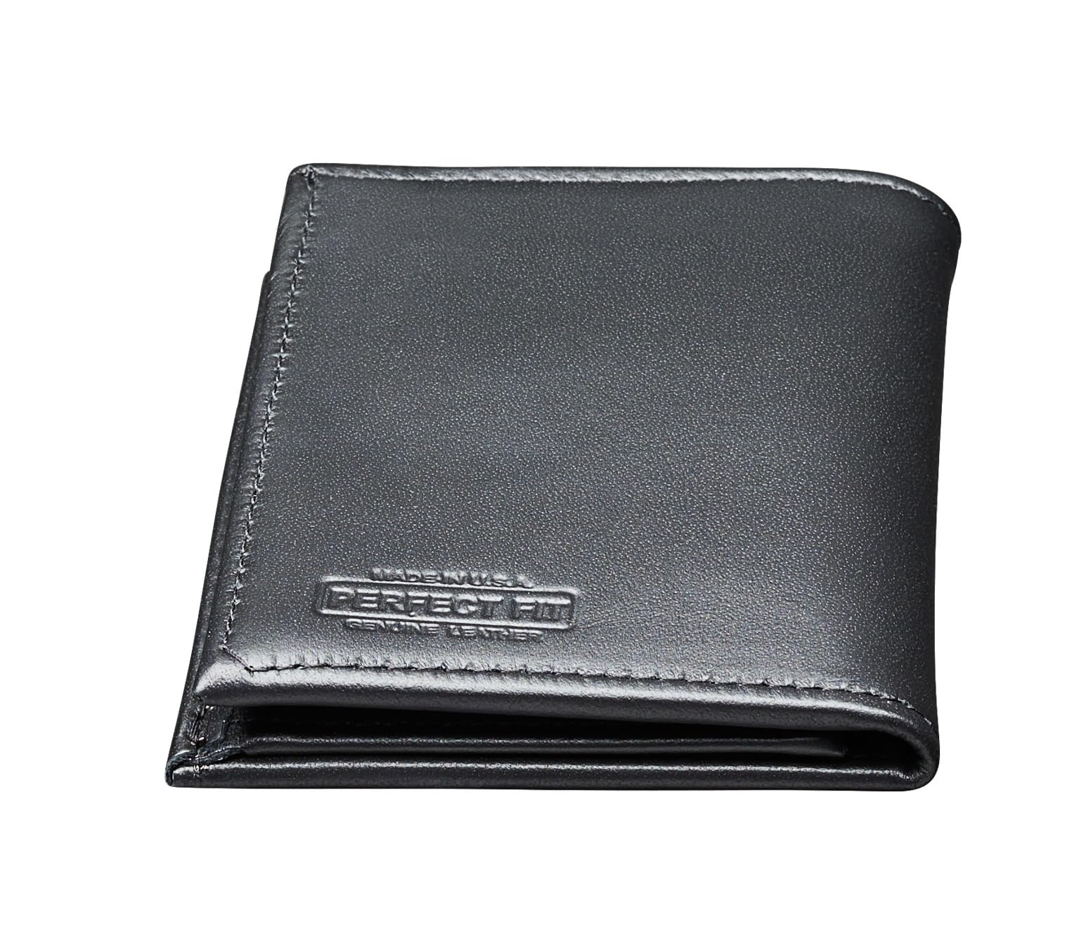Perfect Fit Hidden Badge Bifold Wallet TSA Badge and ID Case Hidden Badge Wallet (Cutout PF 691) Black Leather, Schwarz