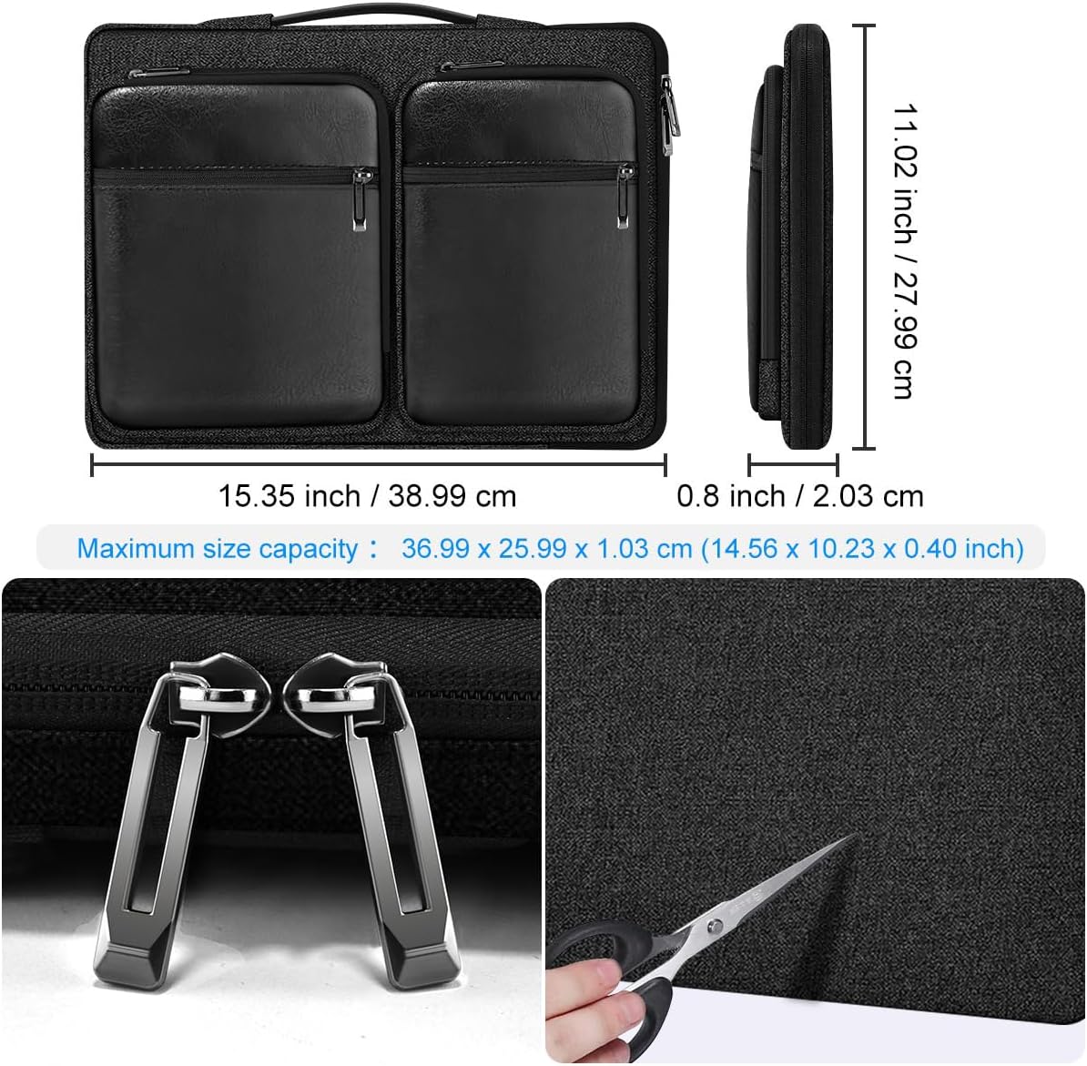 ZINZ Etui na laptopa 15 15,6 16 cali Wąska teczka z rękawem