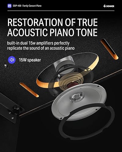 Miniatura 5 de Donner - Piano digital teclado con peso de 88 teclas piano vertical de alta calidad para principiantes profesionales piano para el hogar teclado