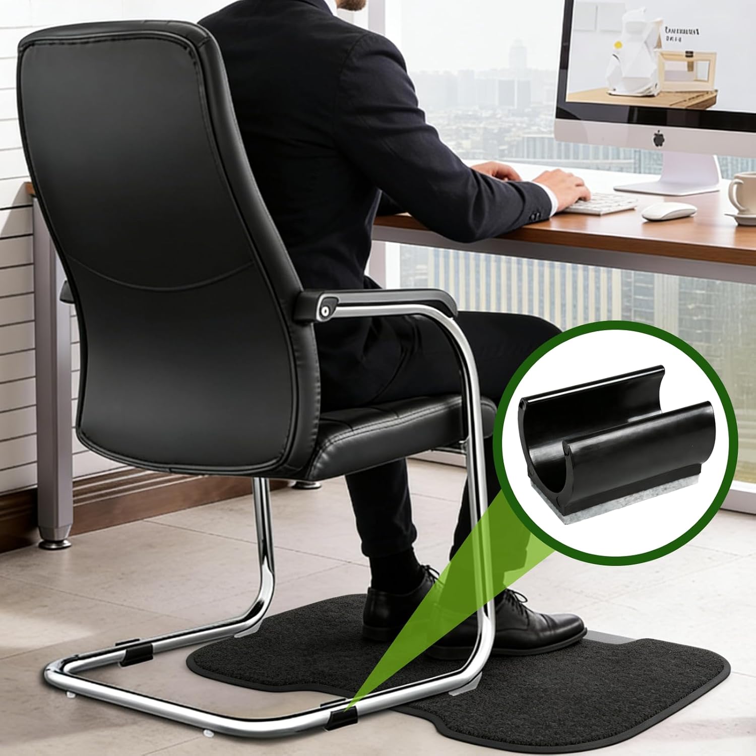 12 x Felt Pads for Furniture, Universal Furniture Glides Diameter 24-25 mm for Swings for Parquet, Laminate, Tiles, Black