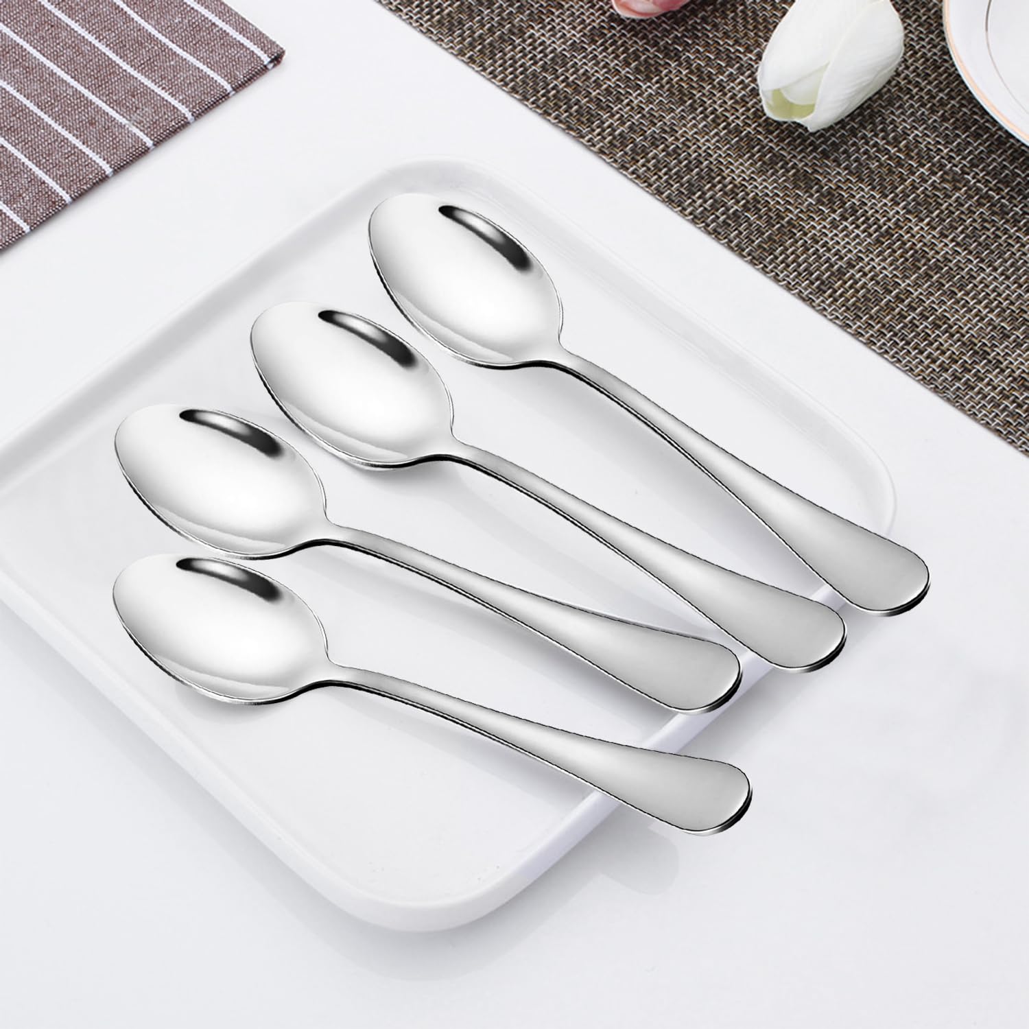 EXIN DEHCEN 24 Cuillères à Dessert En Acier Inoxydable 13.8cm - Petites Cuillères Café Expresso - Lot Économique