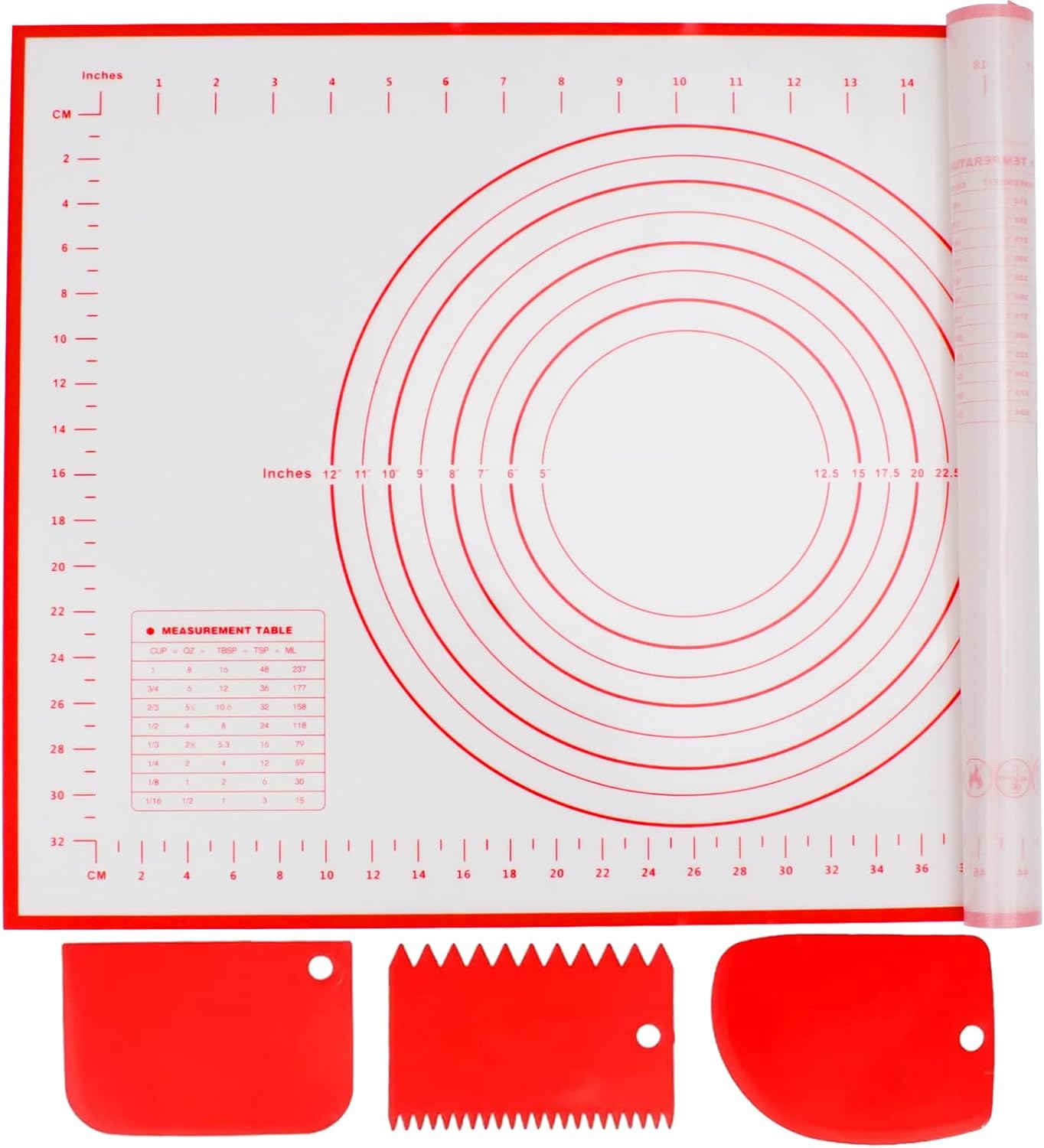 Reusable Silicone Baking Mat with 3 Scrapers, 70 x 50 cm, Non-Slip Mat and Utensils for Pastry, Macaroon, Biscuit