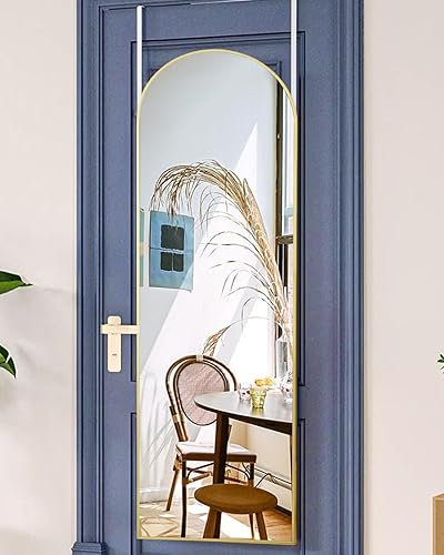 Miniatura 10 de Espejo de puerta, espejo de longitud completa sobre la puerta, espejo colgante de 14 x 48 pulgadas, espejo arqueado grande, para colgarinclinarse,