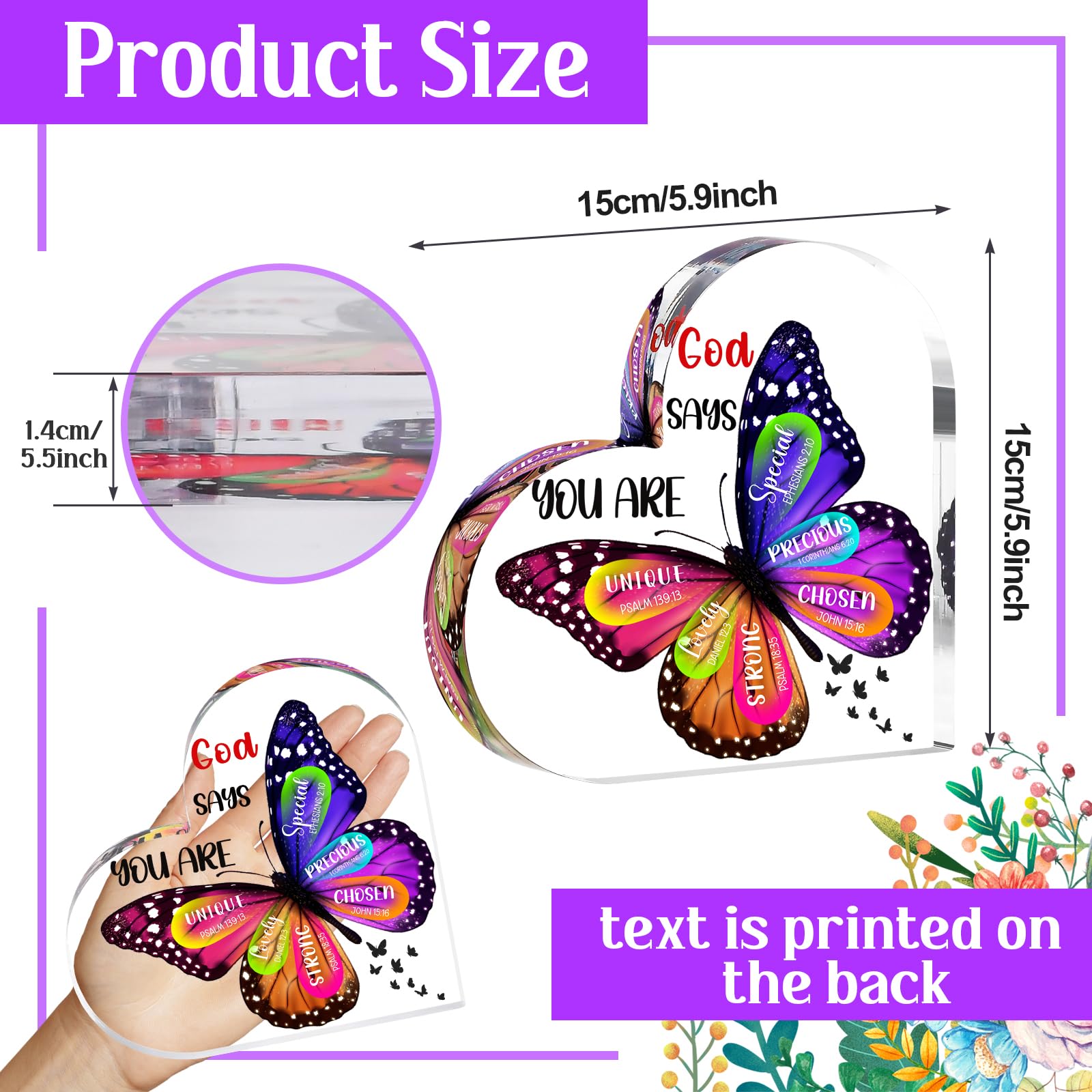 Christian Gifts for Women Mothers Day Gifts for Mom - Butterfly Inspirational Religious Gifts for Mom Wife Sister Friends Coworker Female Mothers Day Birthday Anniversary Present Home Art Decor Signs