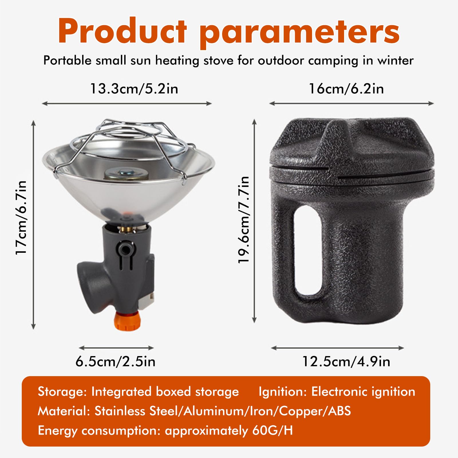 Calefacción de gas portátil, calentador de gas, calefactor de gas, calefactor de gas para camping, calefacción de gas con caja de almacenamiento, para invierno, camping, barbacoa, pesca (encendido