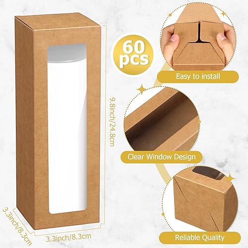 Miniatura 3 de PerKoop 60 cajas de regalo para vasos de sublimación, cajas de exposición transparentes con ventana para prensa de calor de 12 onzas, 20 onzas, 30